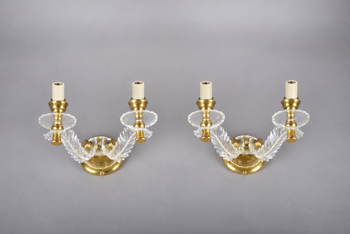 Vintage Acrylic and Brass Wall Sconces, Mid-Century Modern Hollywood Regency Style, Pair