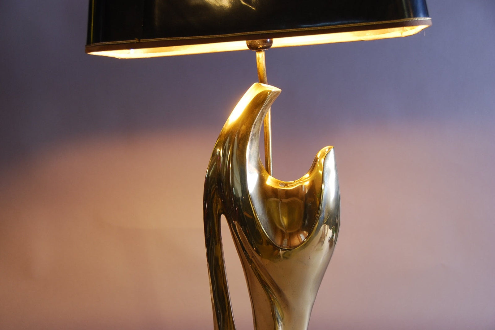 Brass Sculptural Table Lamp, Hand-Form Figure — French Modernist Style, 1970s