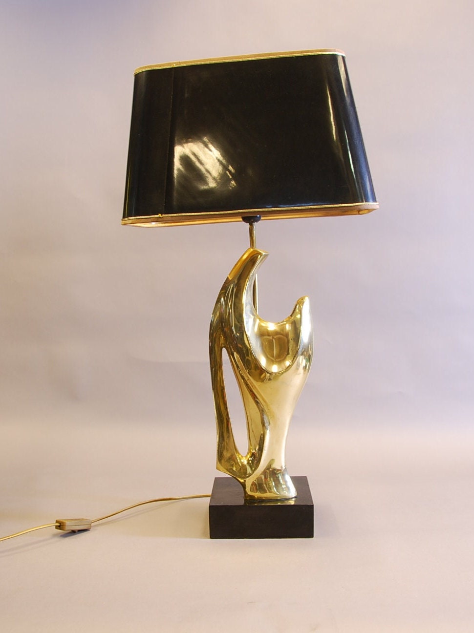 Brass Sculptural Table Lamp, Hand-Form Figure — French Modernist Style, 1970s