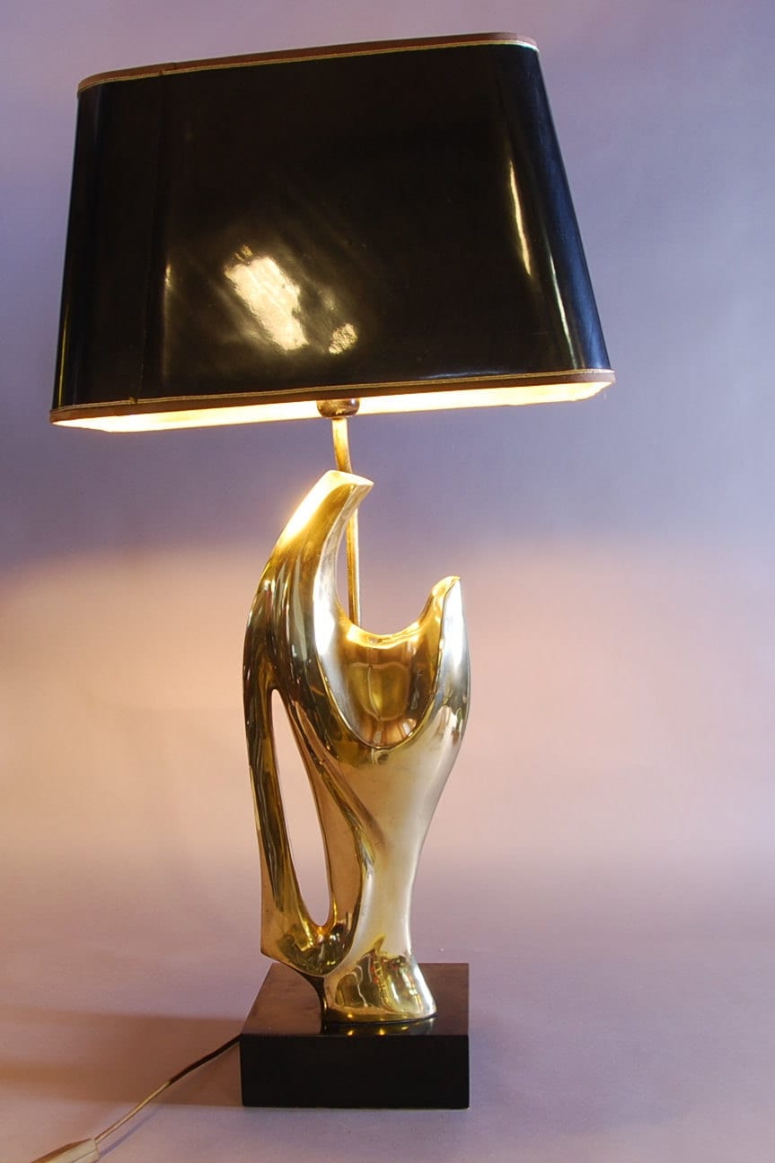Brass Sculptural Table Lamp, Hand-Form Figure — French Modernist Style, 1970s