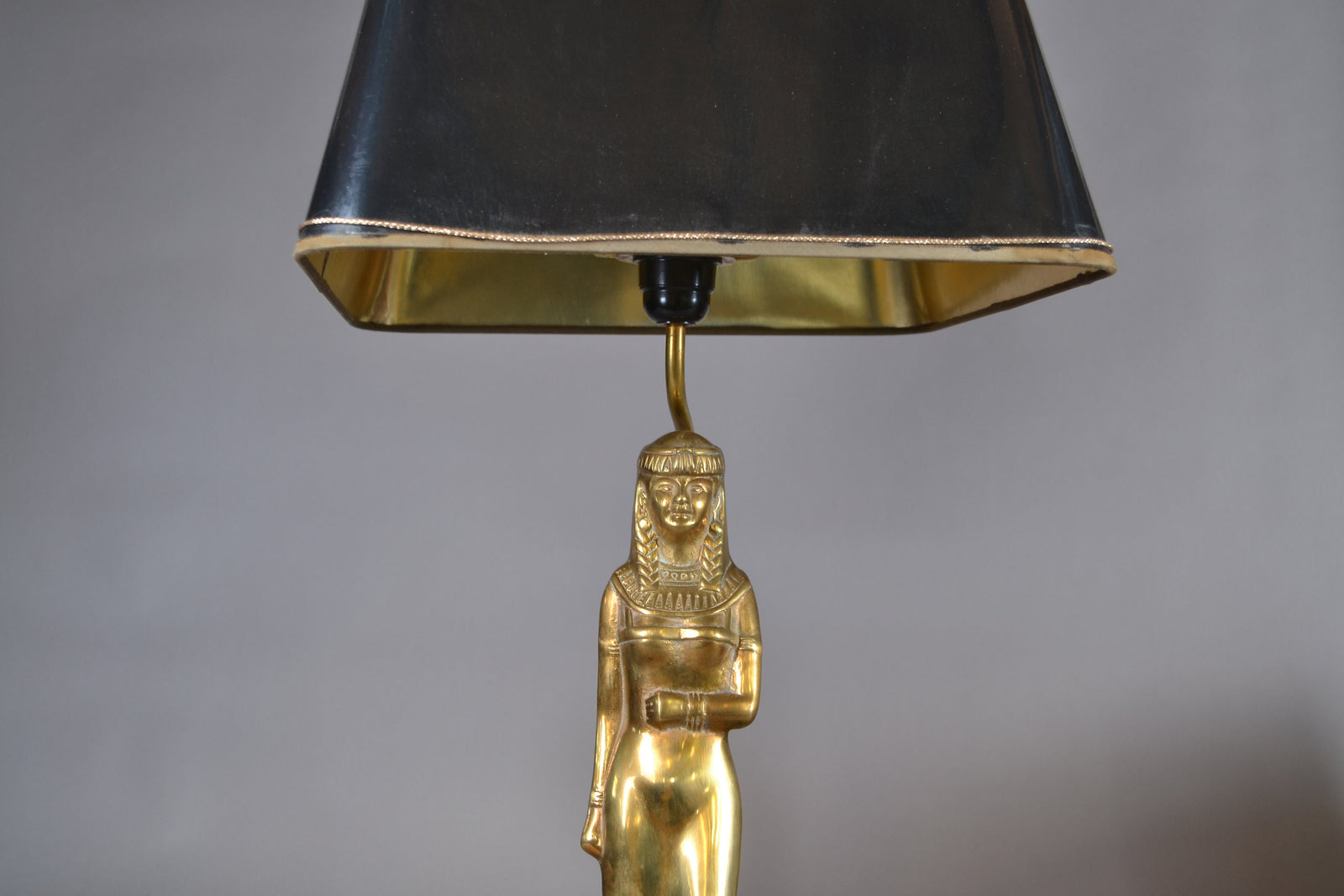 Vintage Egyptian Revival Table Lamp, Gold-Toned Woman Figure, Art Deco Style, 1970s