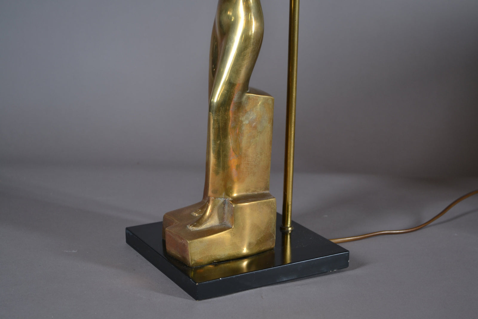 Vintage Egyptian Revival Table Lamp, Gold-Toned Woman Figure, Art Deco Style, 1970s