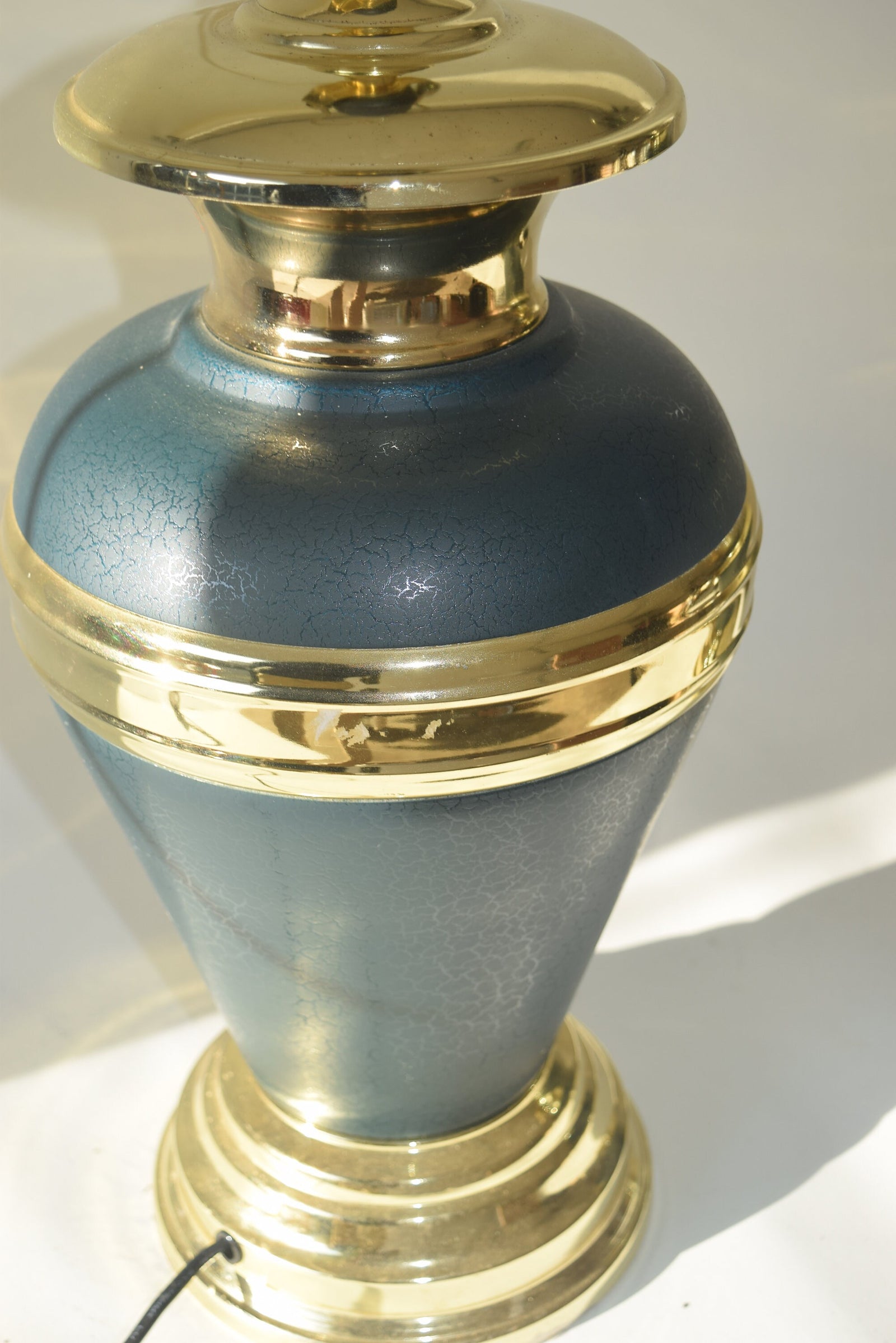 Vintage 1990s Green Ceramic & Gold-Tone Table Lamps – Vase-Style Statement Lighting, Matching Pair