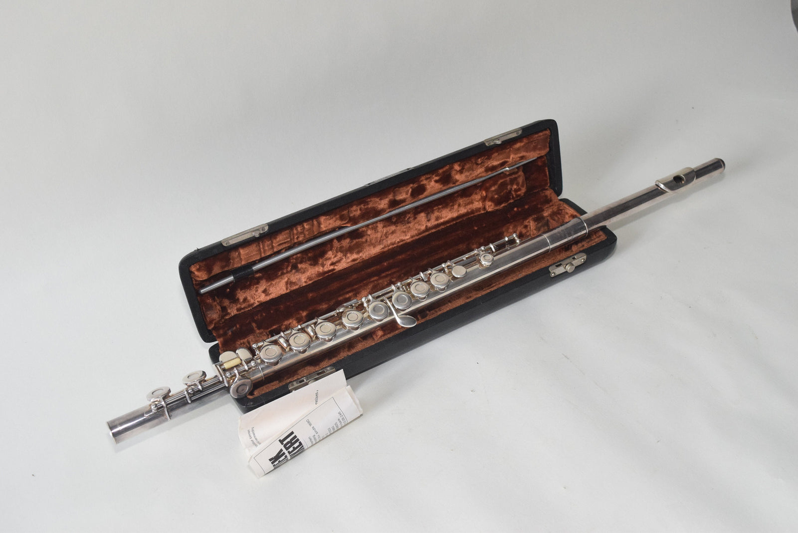 Vintage German-Style Silver-Plated Concert Flute, Closed-Hole, with 1973 Repair Invoice, Needs Service