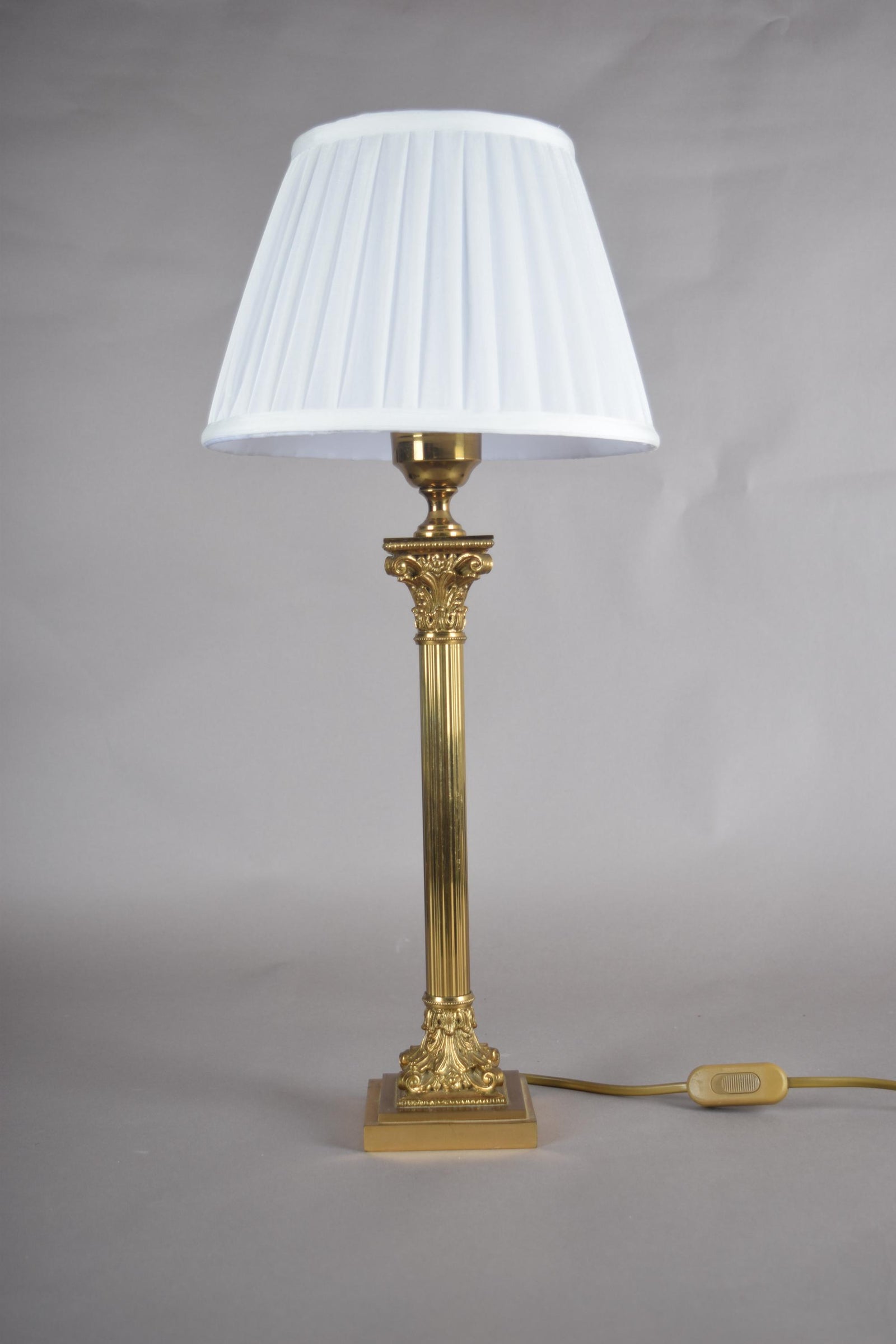 Tall Corinthian Column Lamp in Brass, Louis XVI Revival — Netherlands, 1960s