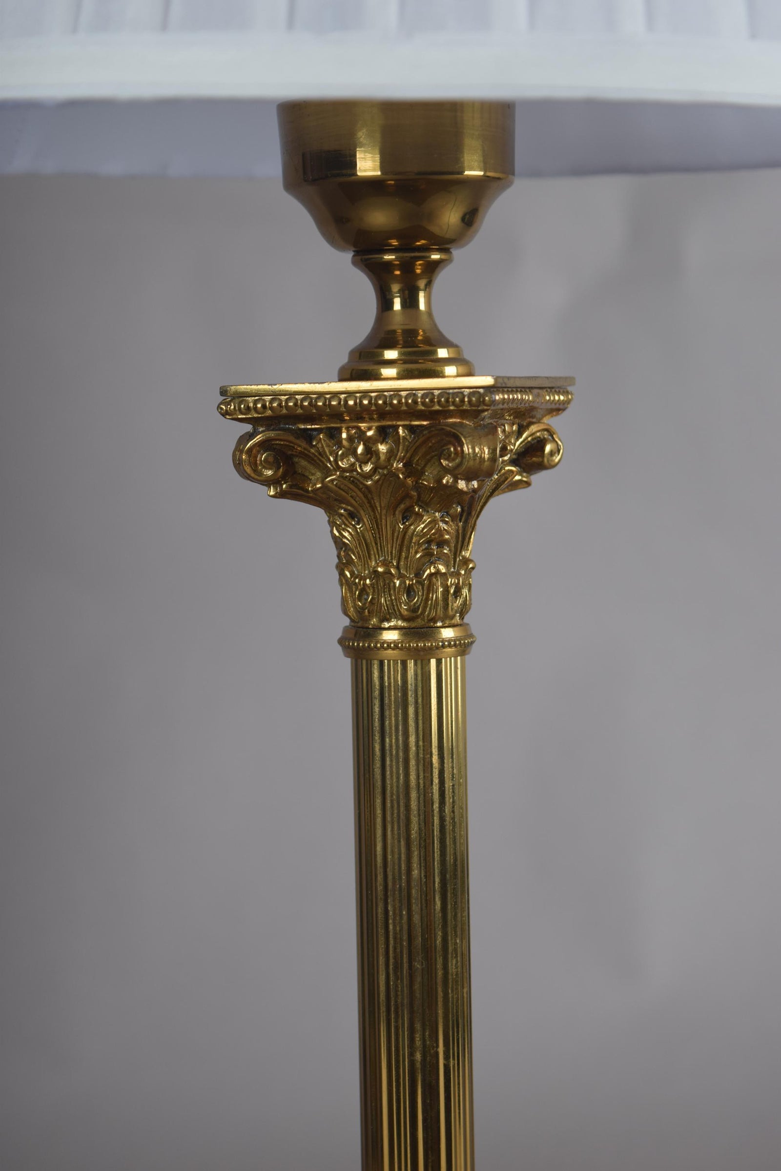 Tall Corinthian Column Lamp in Brass, Louis XVI Revival — Netherlands, 1960s