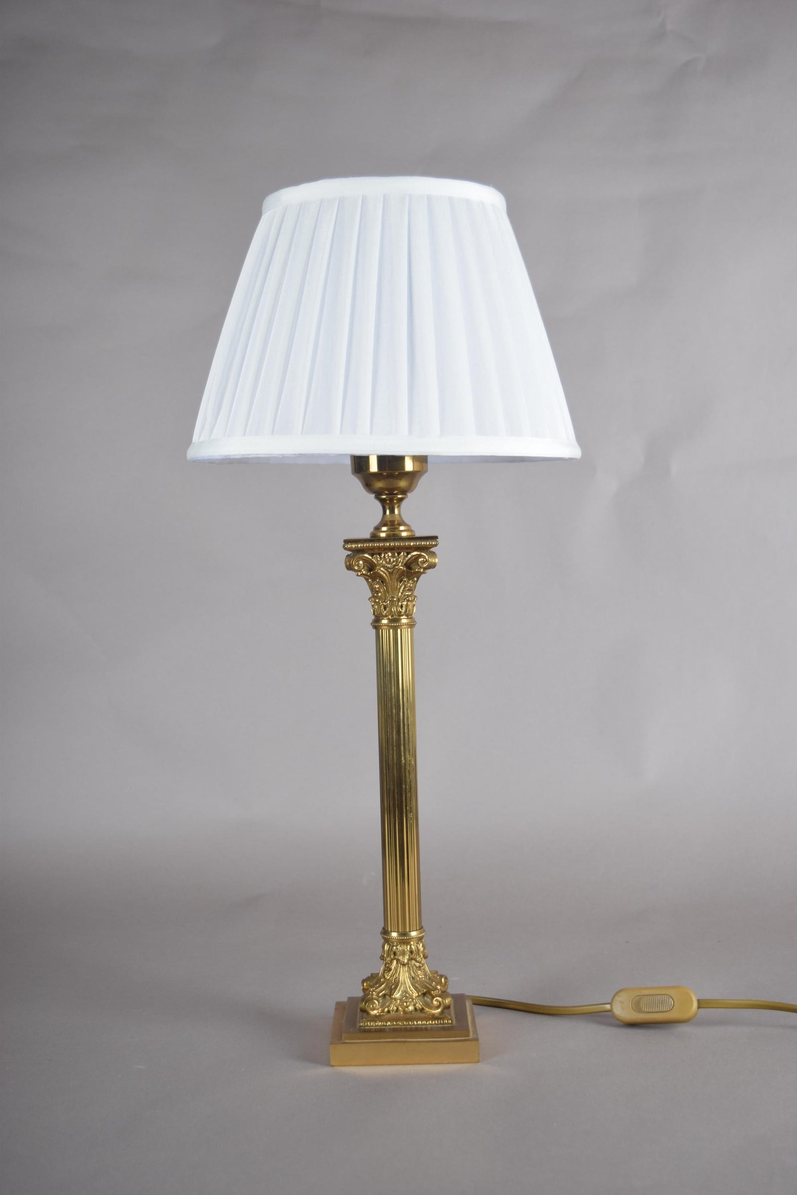 Tall Corinthian Column Lamp in Brass, Louis XVI Revival — Netherlands, 1960s