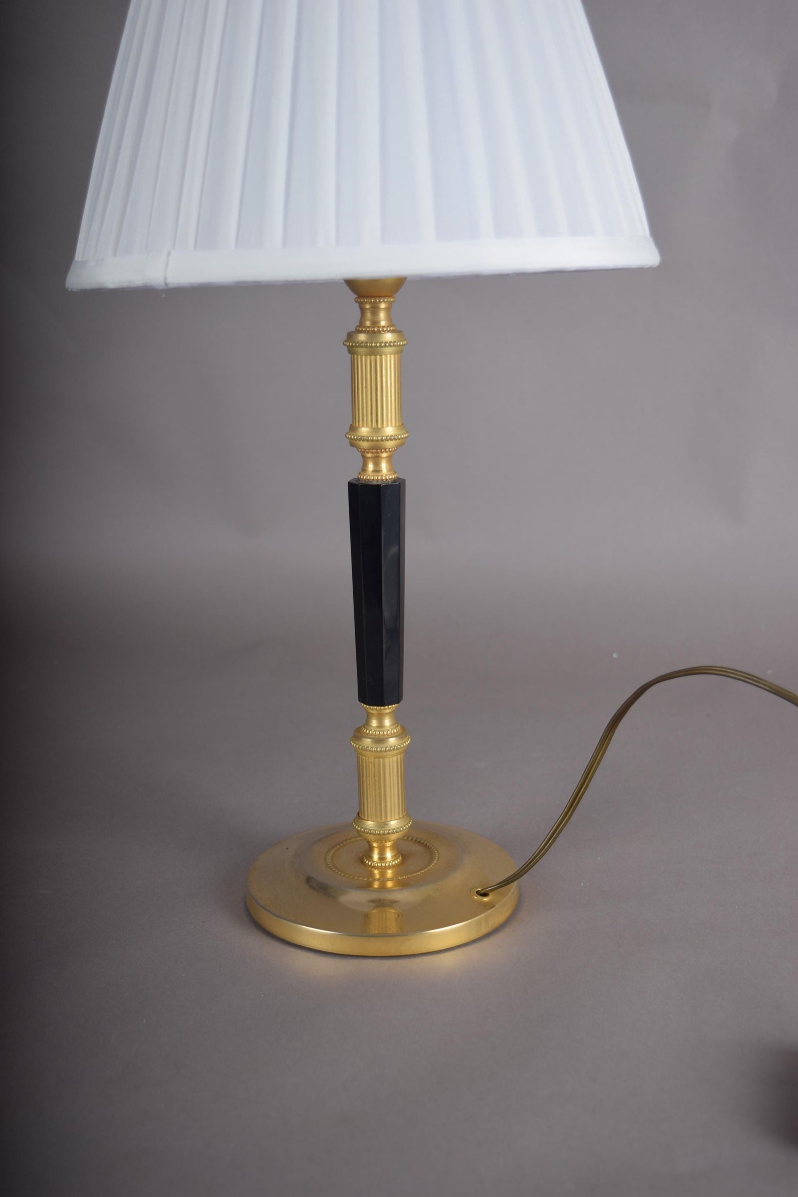 Mid-Century Gilded Brass Desk Lamp with Pleated Shade, 1950s
