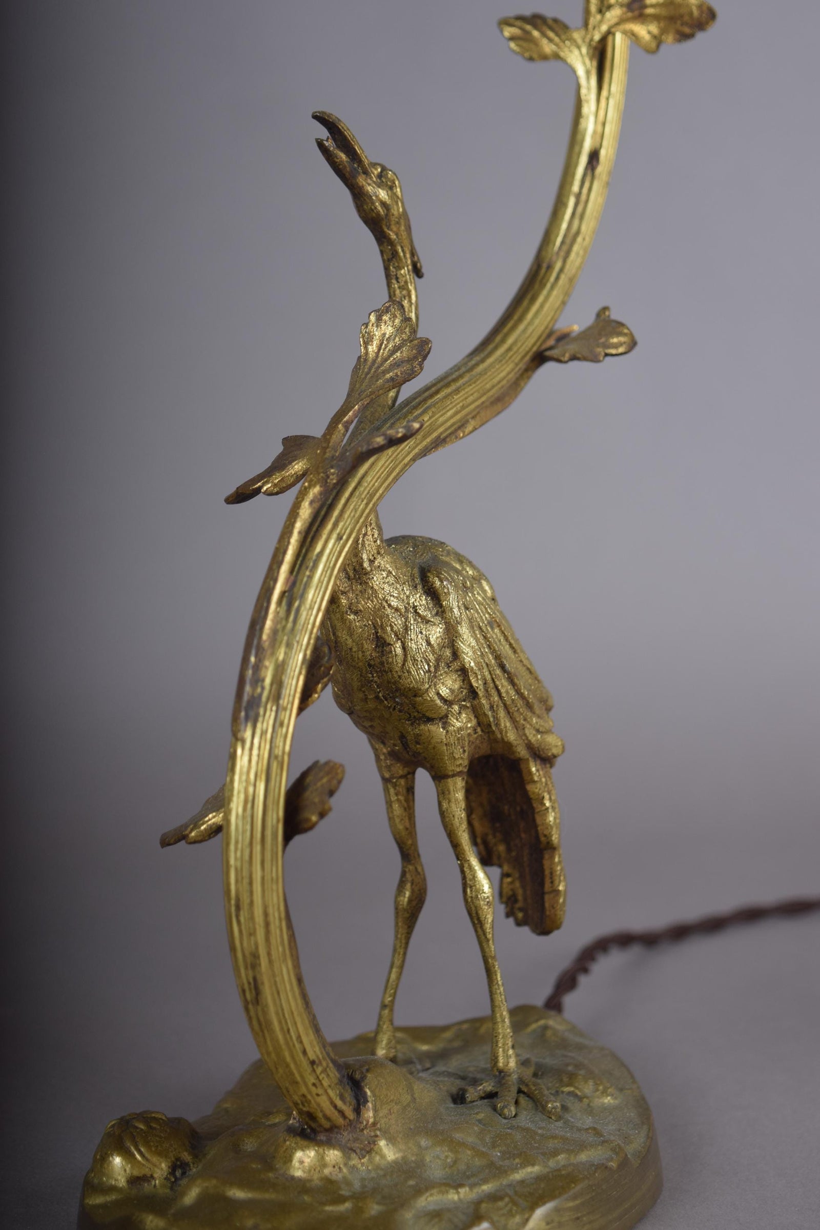 Pair of Gilt Crane Table Lamps, Hollywood Regency / French Art Deco Style, 1930s