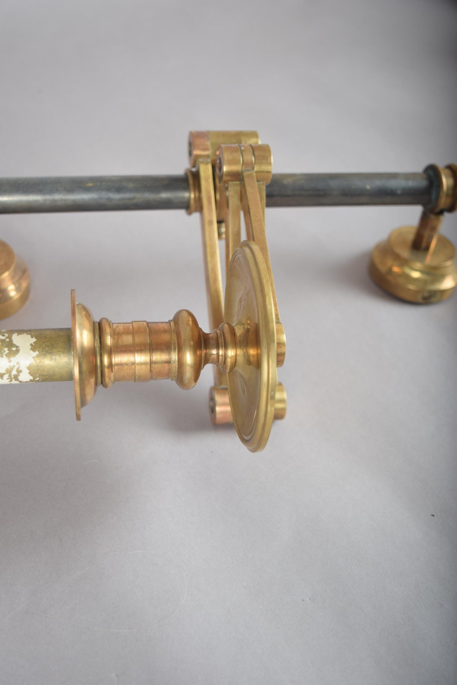 Pair of Brass and Dark Metal Swing-Arm Wall Sconces, Articulated Task Lighting, 1960s