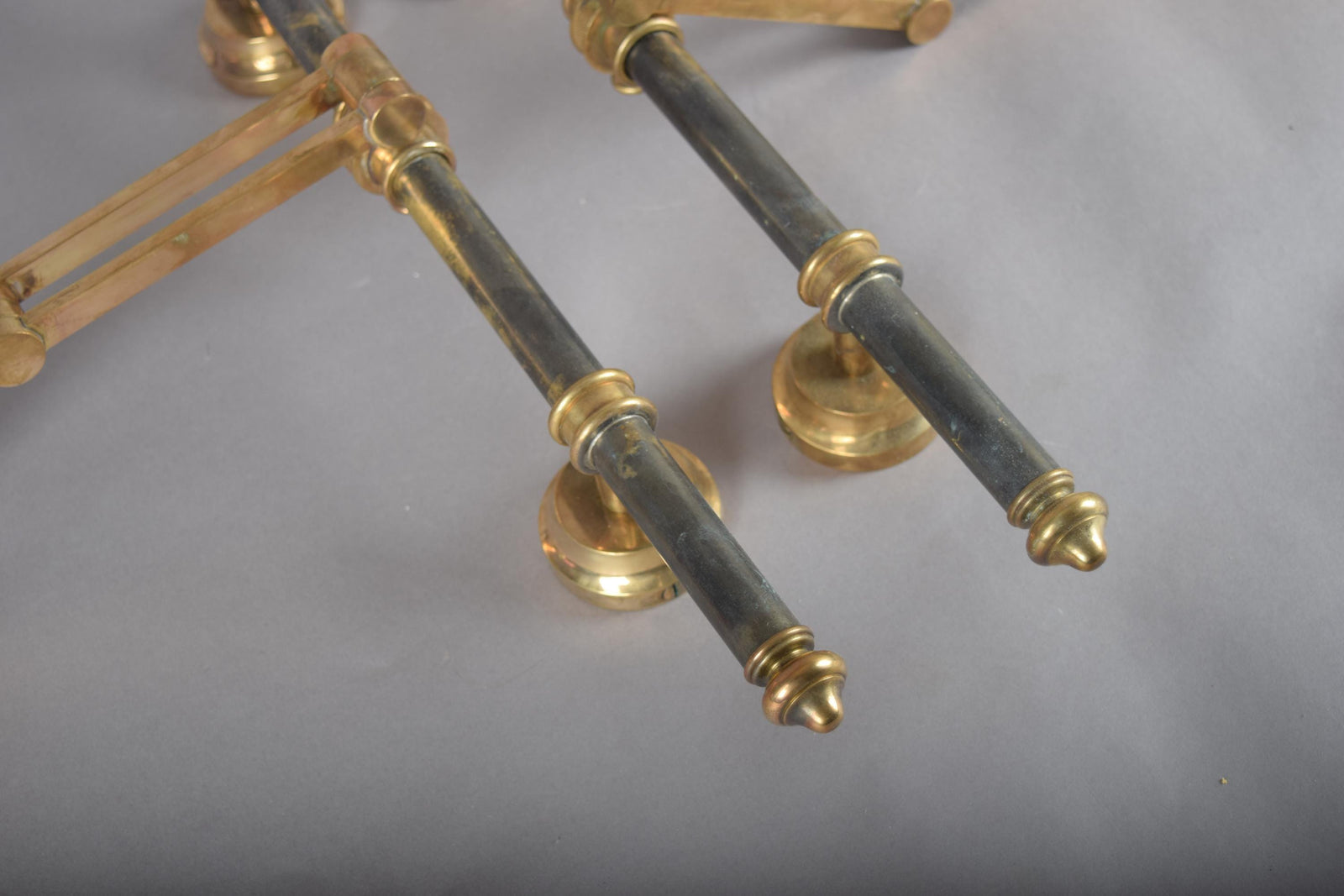 Pair of Brass and Dark Metal Swing-Arm Wall Sconces, Articulated Task Lighting, 1960s