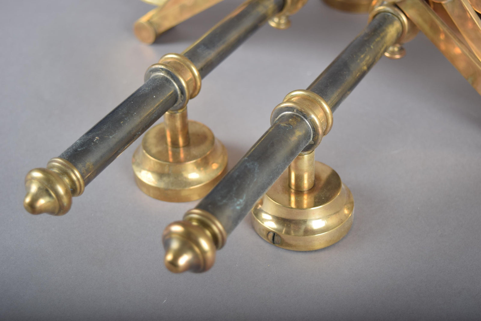 Pair of Brass and Dark Metal Swing-Arm Wall Sconces, Articulated Task Lighting, 1960s