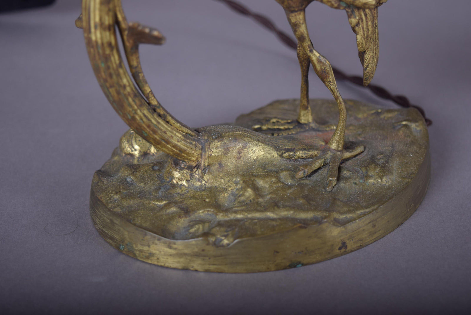 Pair of Gilt Crane Table Lamps, Hollywood Regency / French Art Deco Style, 1930s