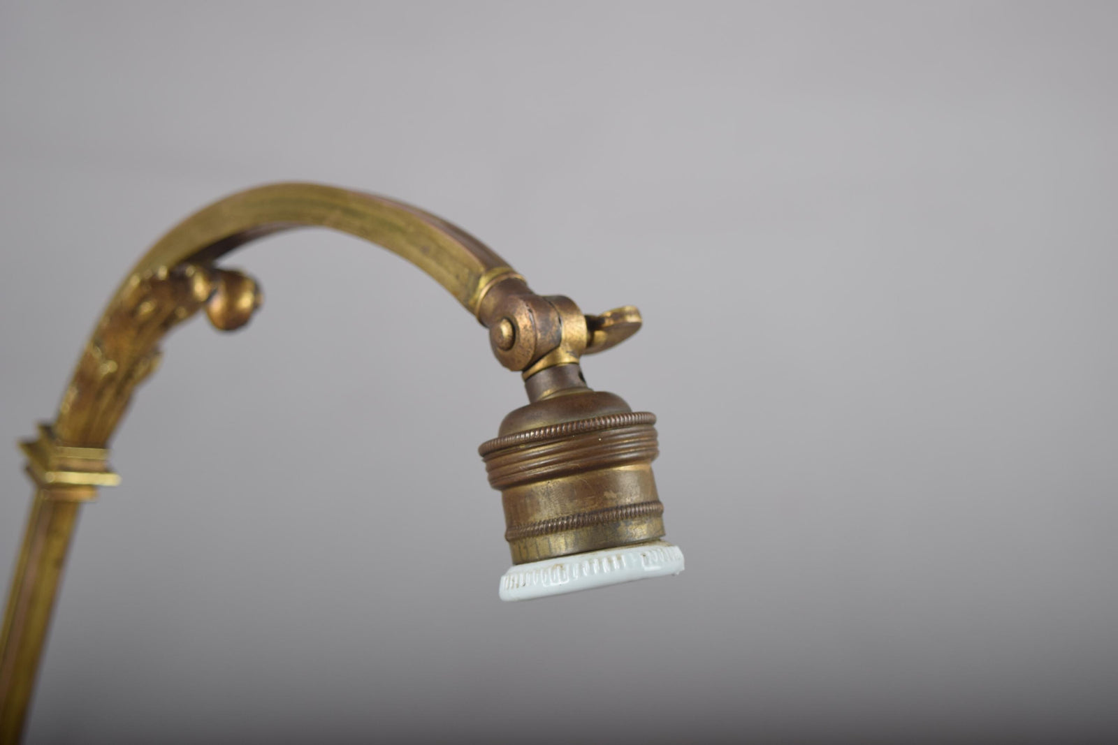 Vintage Brass Desk Lamp, Art Nouveau Style, Adjustable Goose-Neck Arm, 1920s