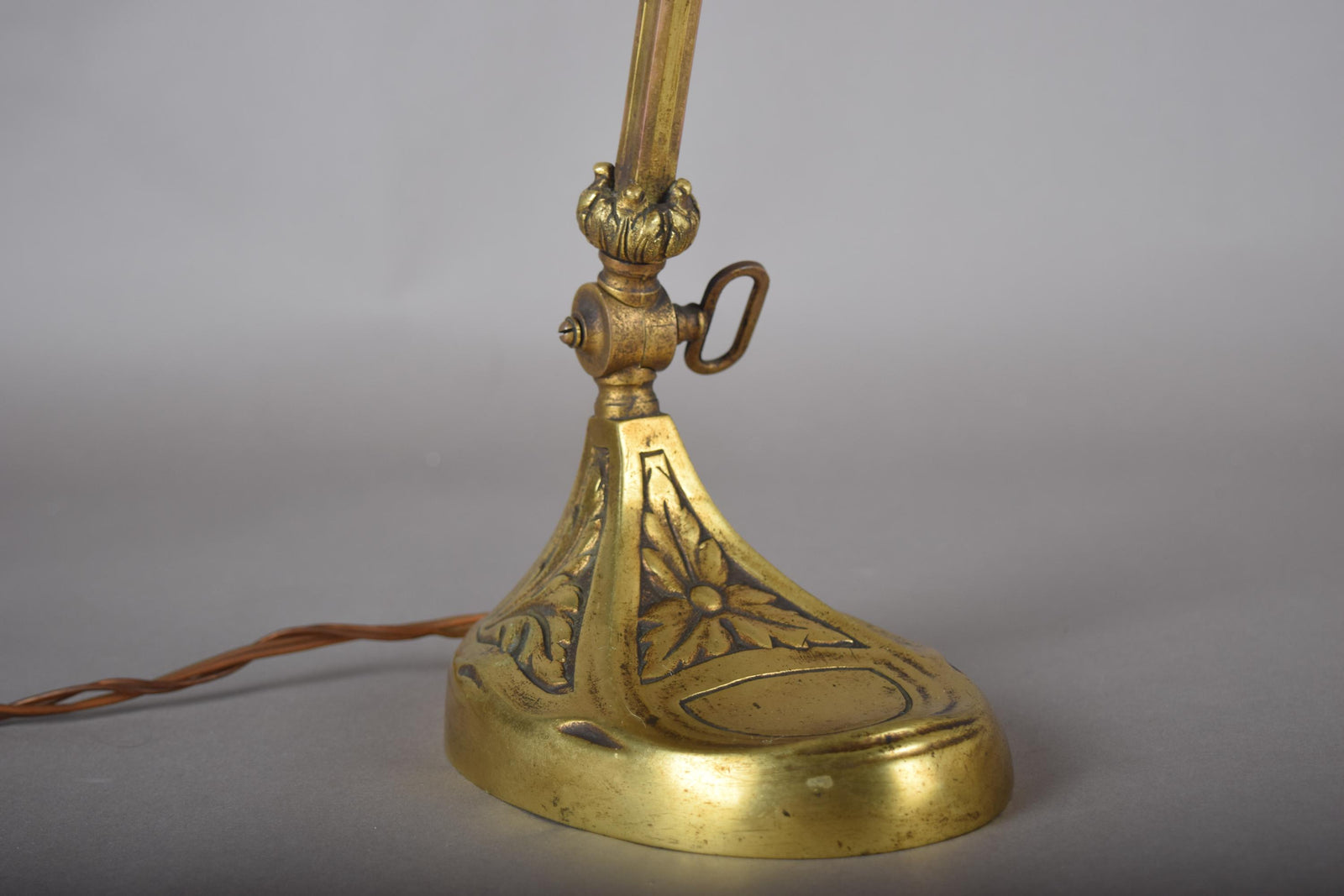 Vintage Brass Desk Lamp, Art Nouveau Style, Adjustable Goose-Neck Arm, 1920s