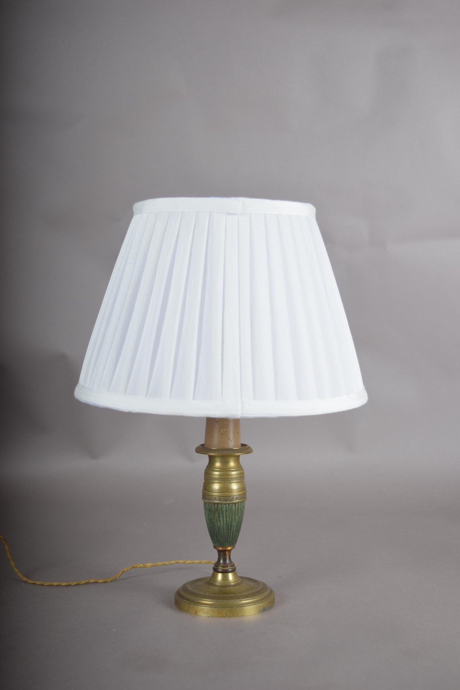 Neoclassical Style Desk Lamp with Verdigris Patina and Greek Key Border