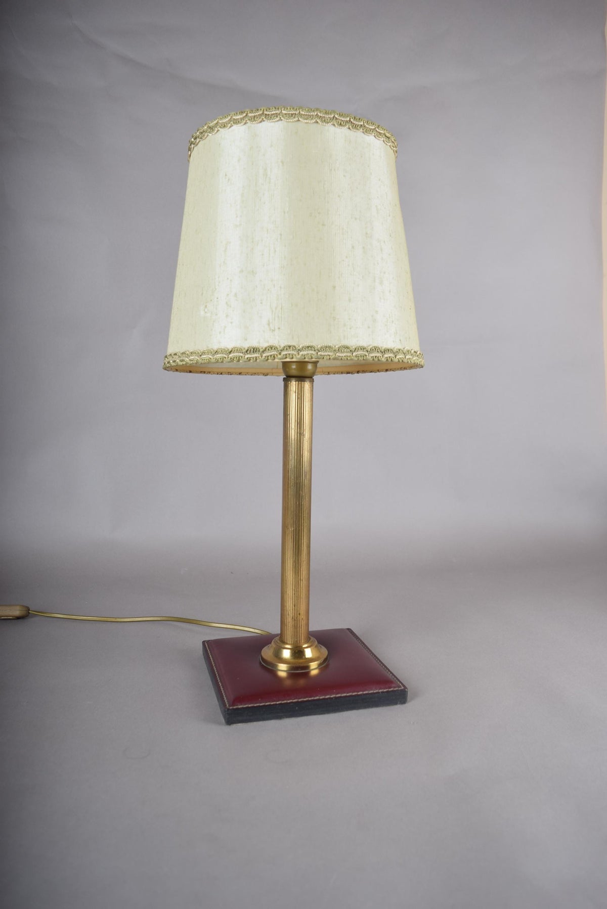 Jacques Adnet Style Brass Desk Lamp with Leather Base, Mid-Century, 1960s