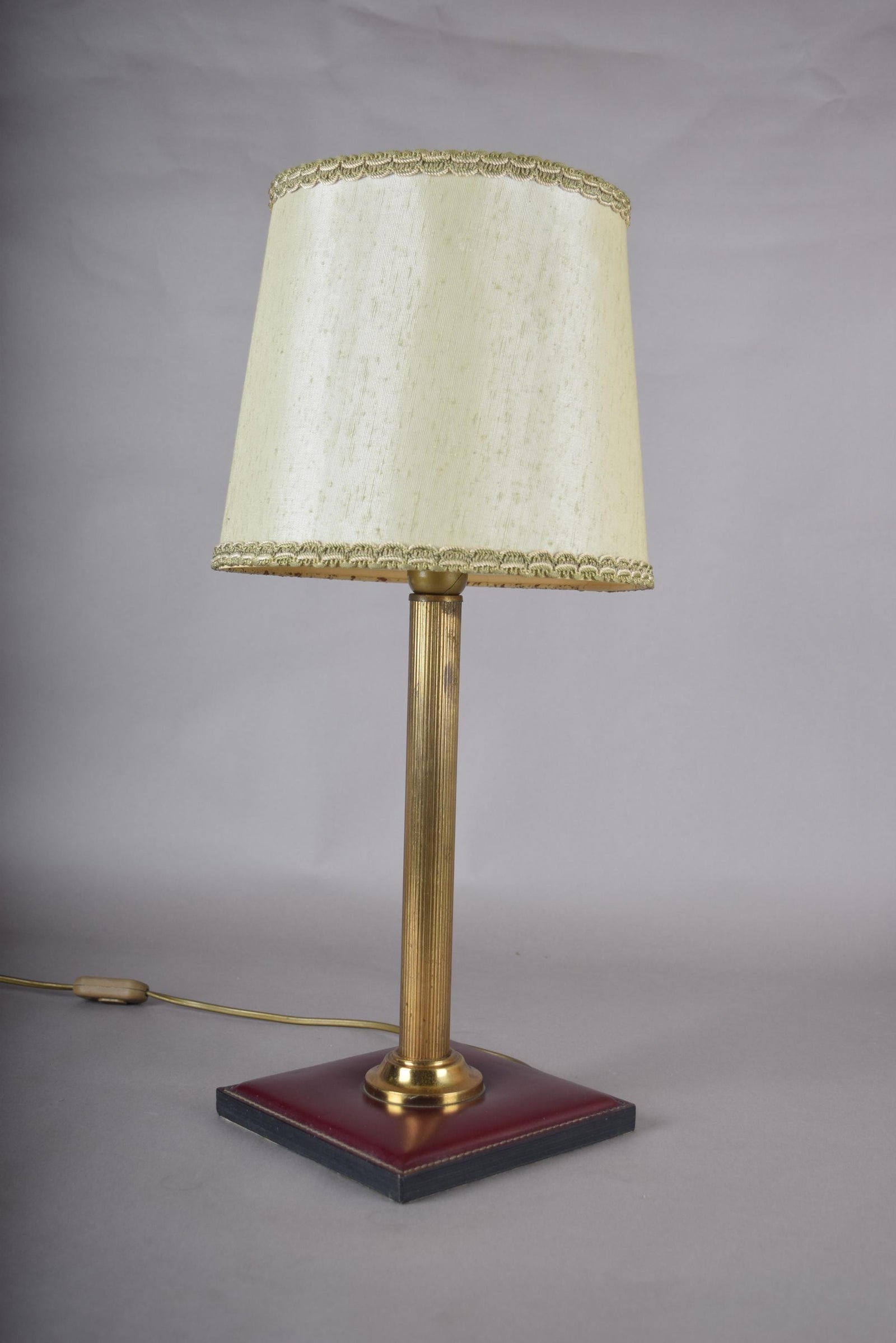 Jacques Adnet Style Brass Desk Lamp with Leather Base, Mid-Century, 1960s