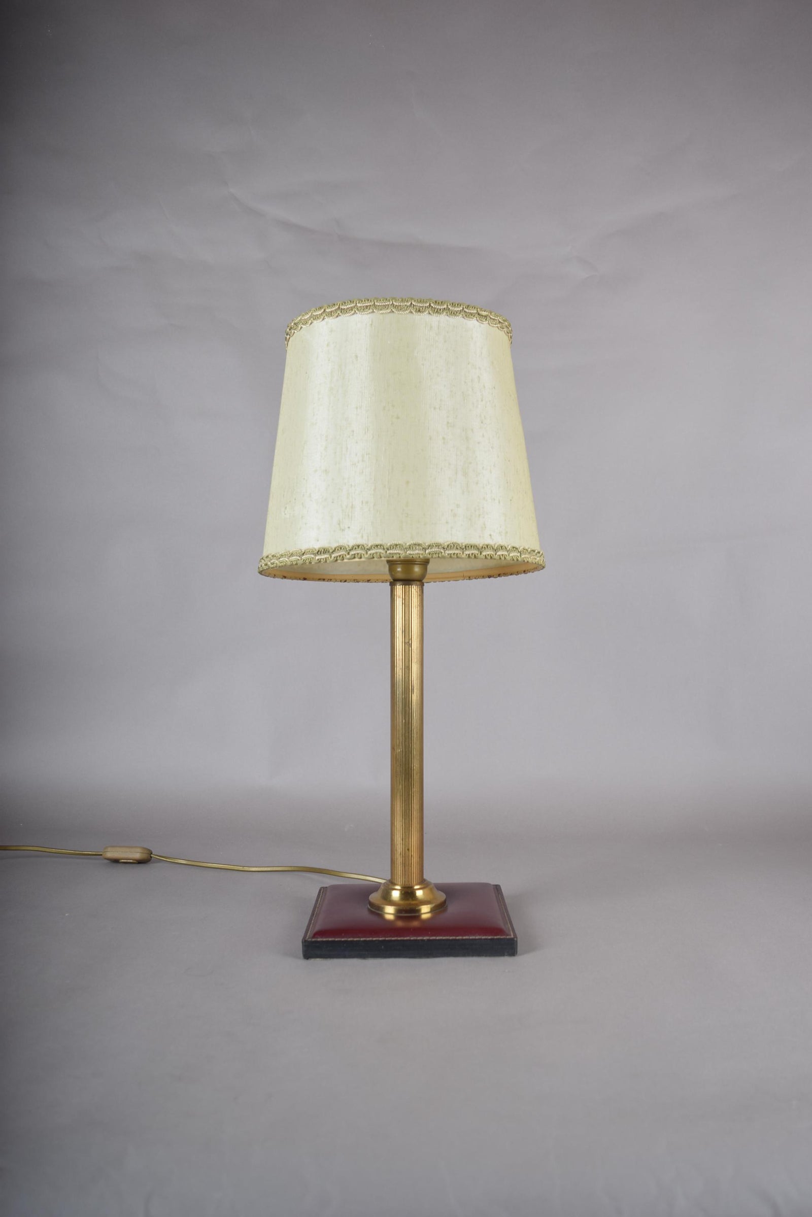 Jacques Adnet Style Brass Desk Lamp with Leather Base, Mid-Century, 1960s