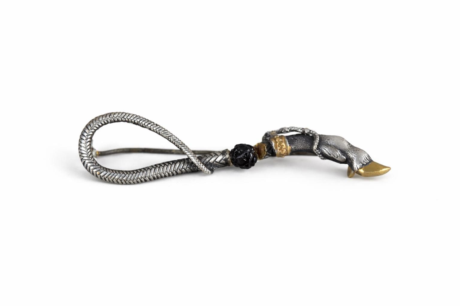 Victorian-Style Serpent Brooch, Silver & Gold | Antique Snake Pin with Onyx | 1930s Vintage Lapel Jewelry