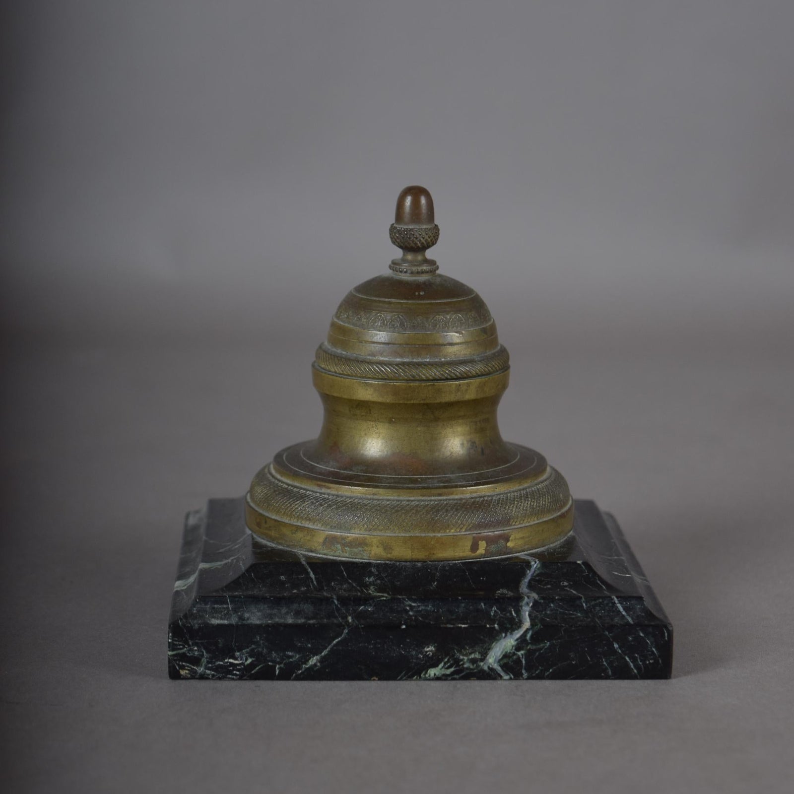Antique Bronze Inkwell, 19th Century | French Style Marble Base | Hinged Desk Accessory, Writing Collectible
