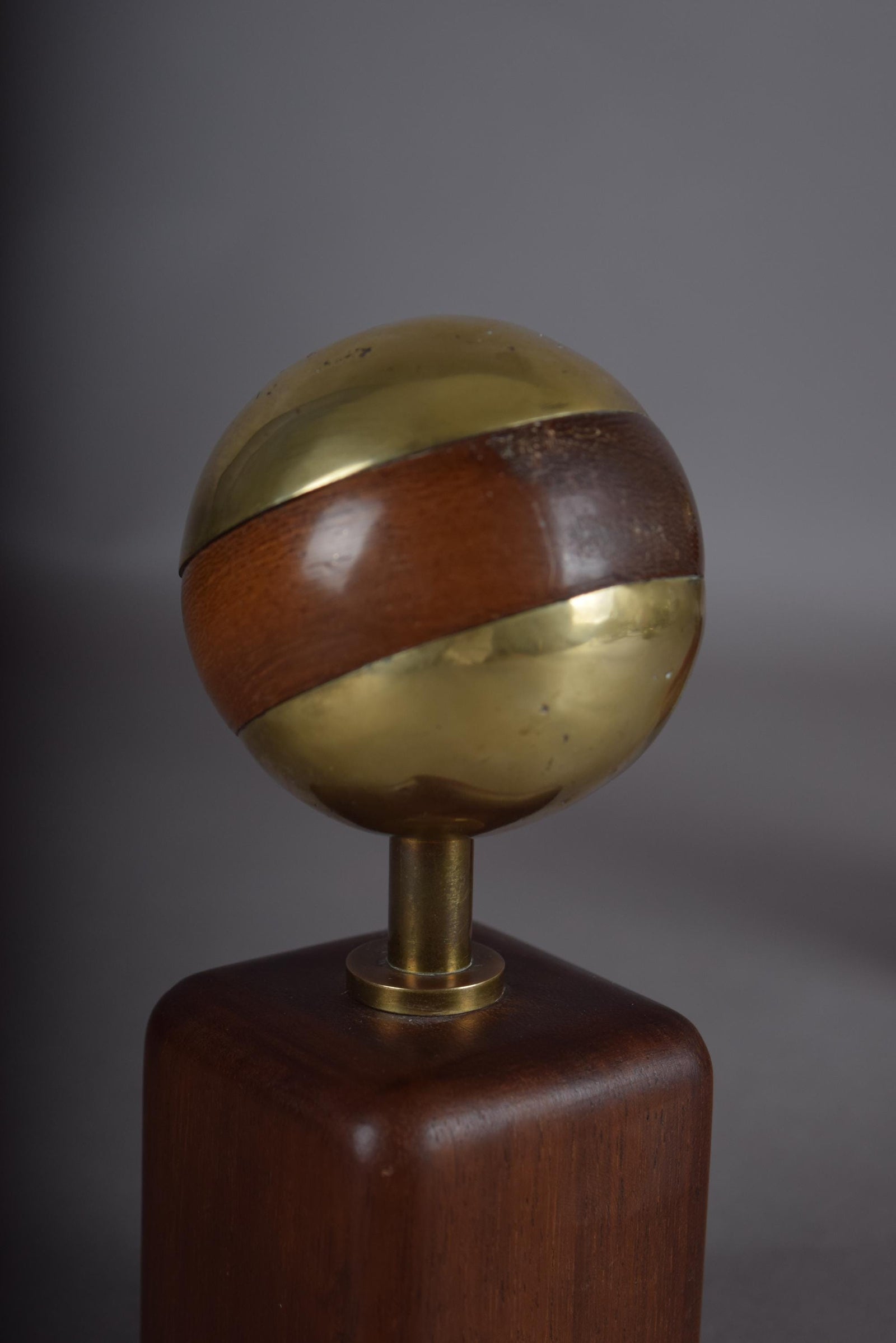 Brutalist Brass and Wood Sculpture Pair, Signed Ardisur — Spain, 1970s