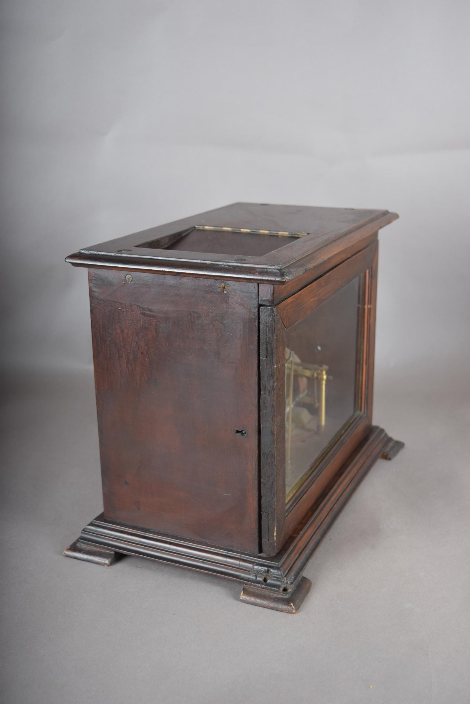 Antique Oak Barograph, Brass Mechanism with Chart Drum — English, 1930s