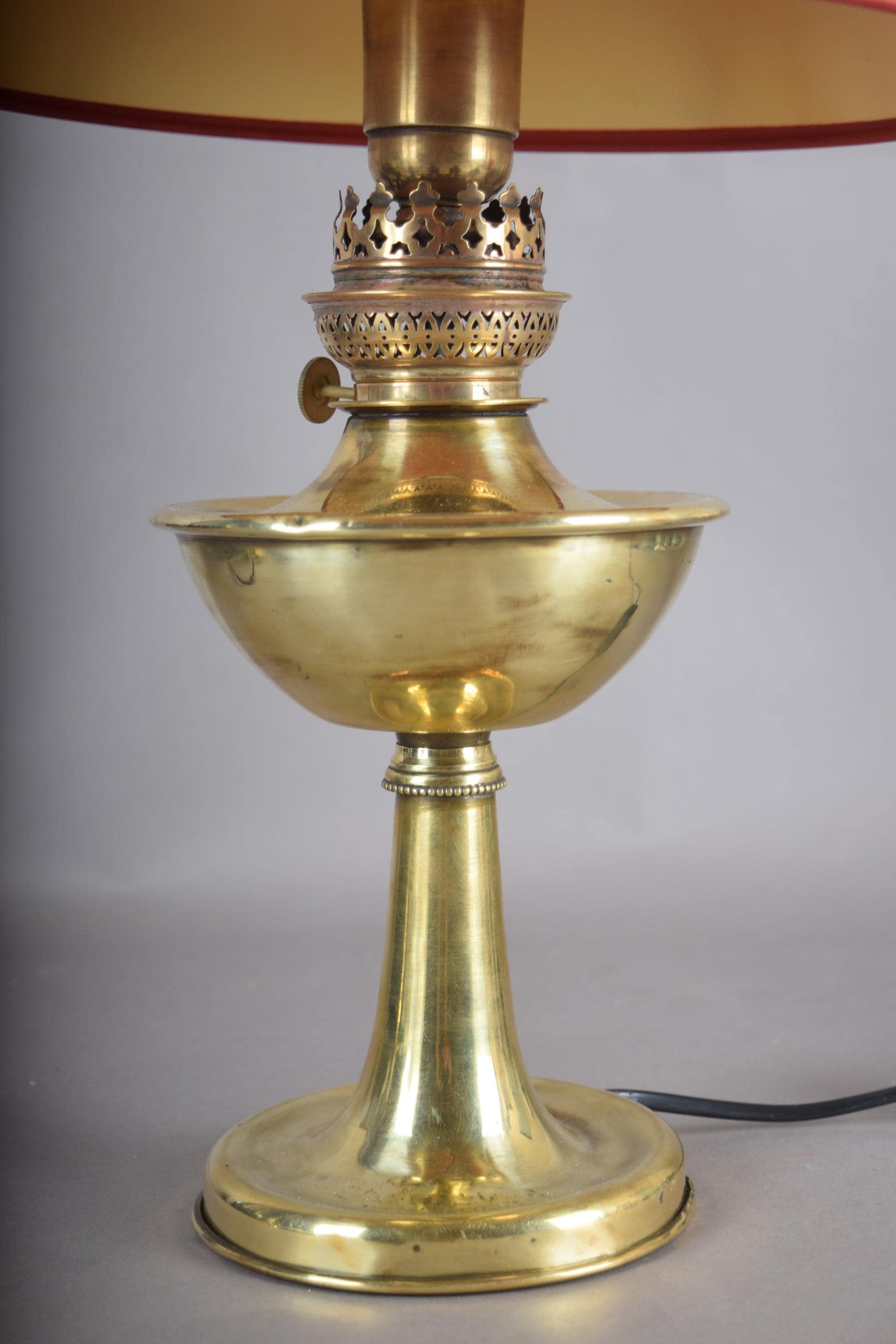 Antique Brass Oil Lamp, Electrified — Victorian Style Table Lamp, 19th Century