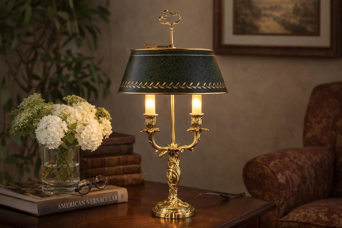 Antique Bronze Bouillotte Lamp, Louis XV Style — French, 19th Century