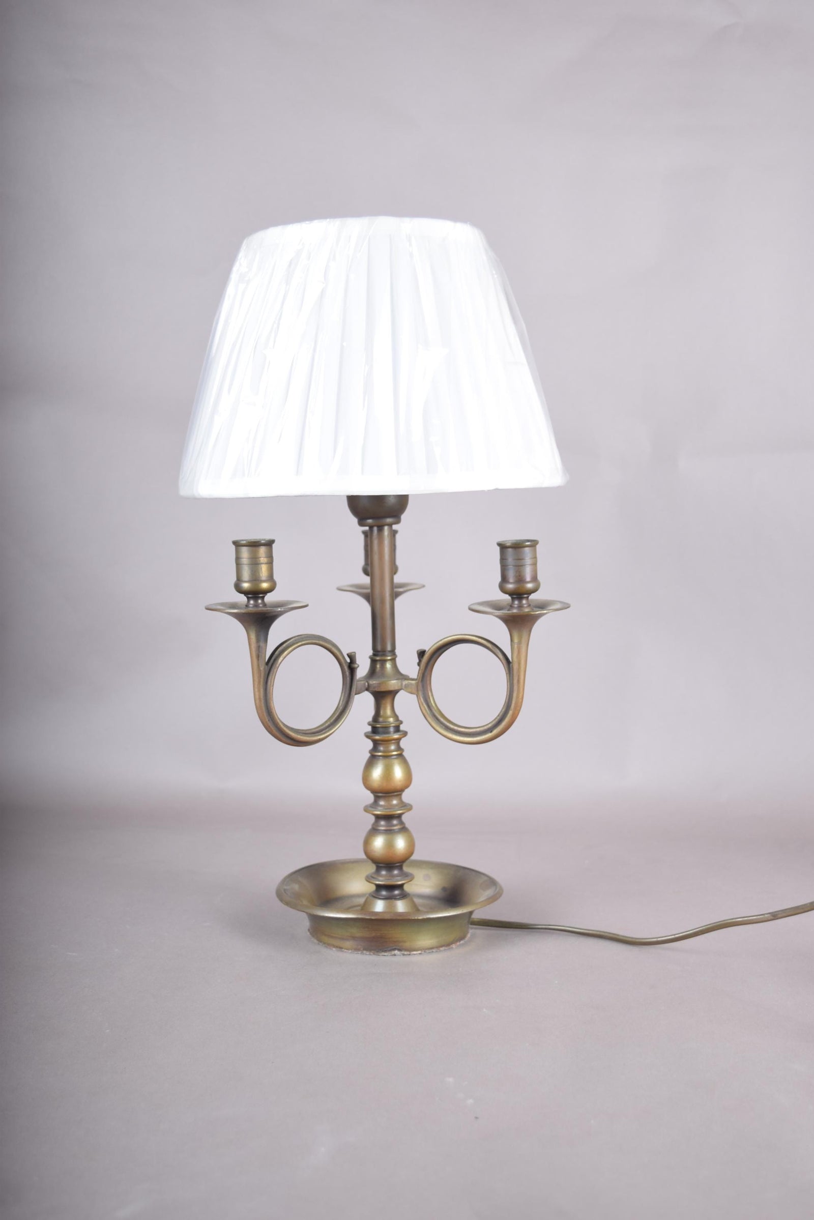 Vintage French Bouillotte Lamp, Bronze-Toned Candelabra, Hollywood Regency Style, 1950s