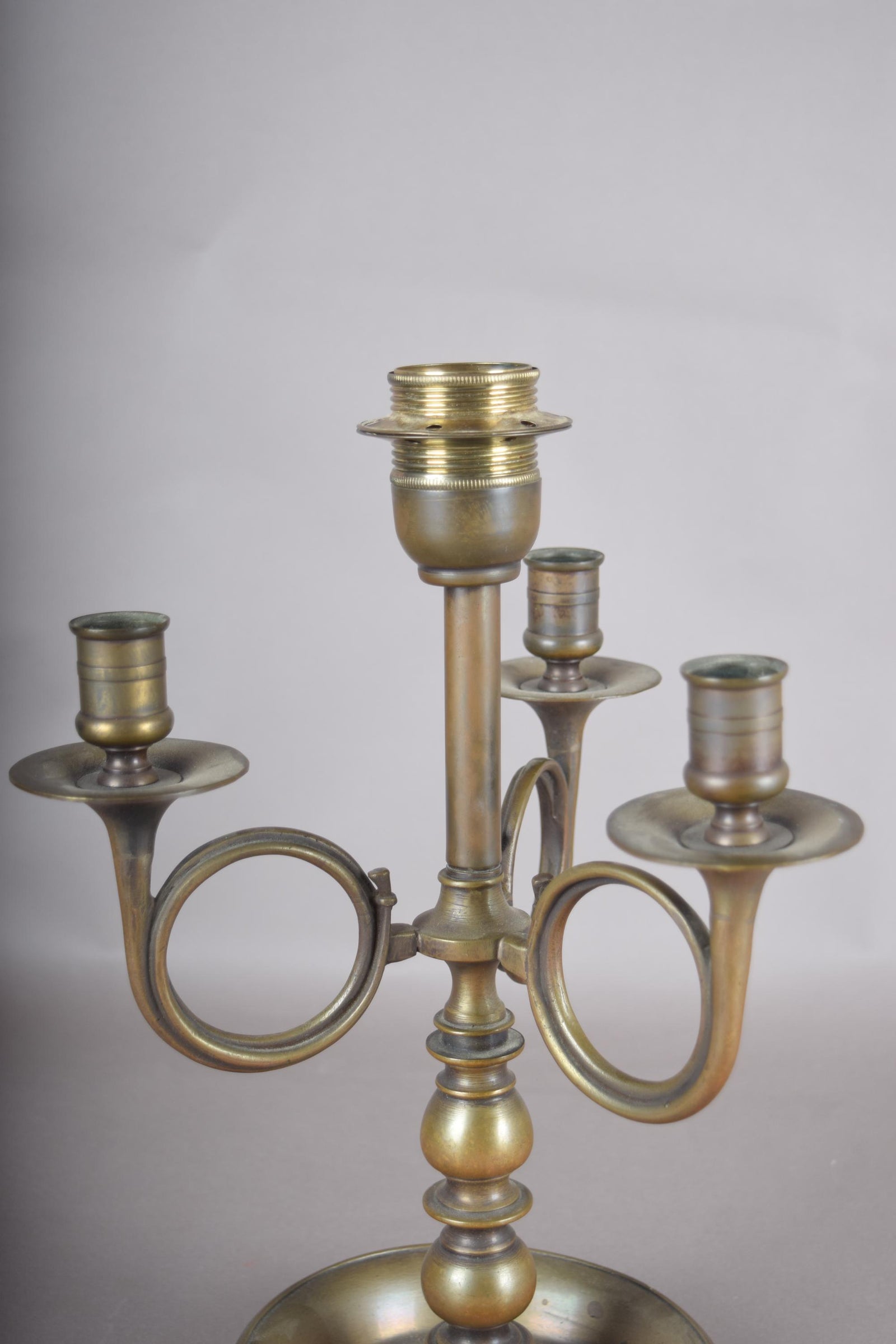 Vintage French Bouillotte Lamp, Bronze-Toned Candelabra, Hollywood Regency Style, 1950s