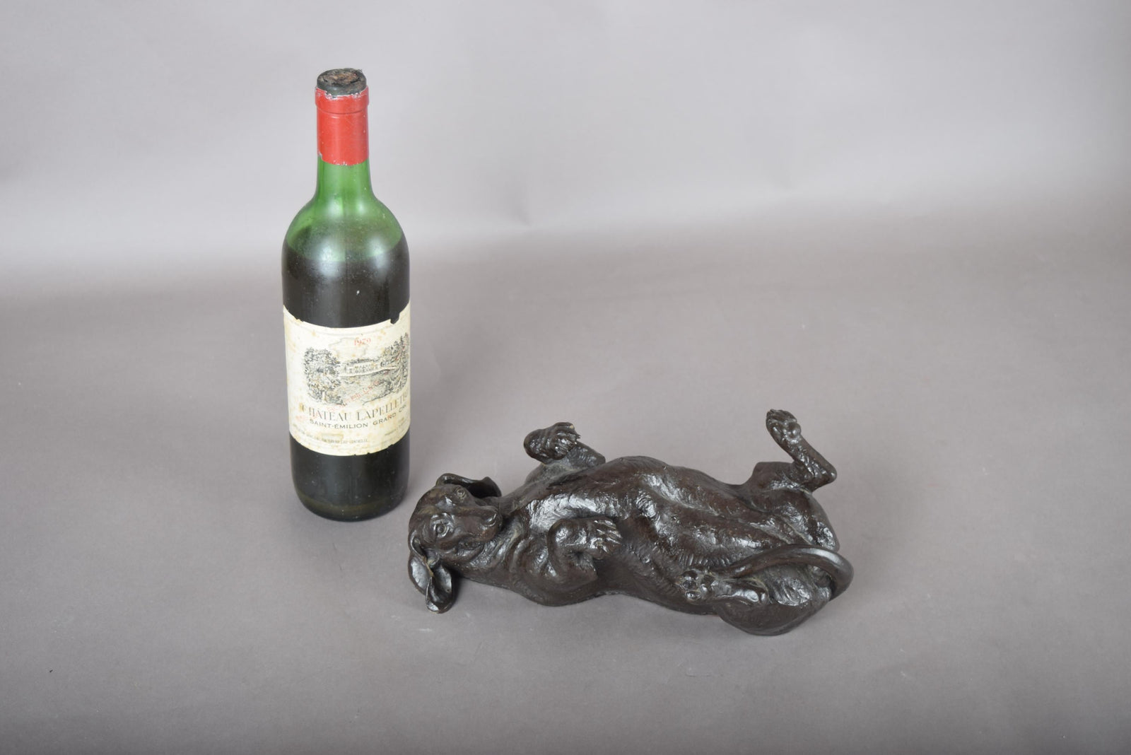 Doris Lindner "Rolling Dachshund" Sculpture, Signed Cast Resin with Bronze Patina