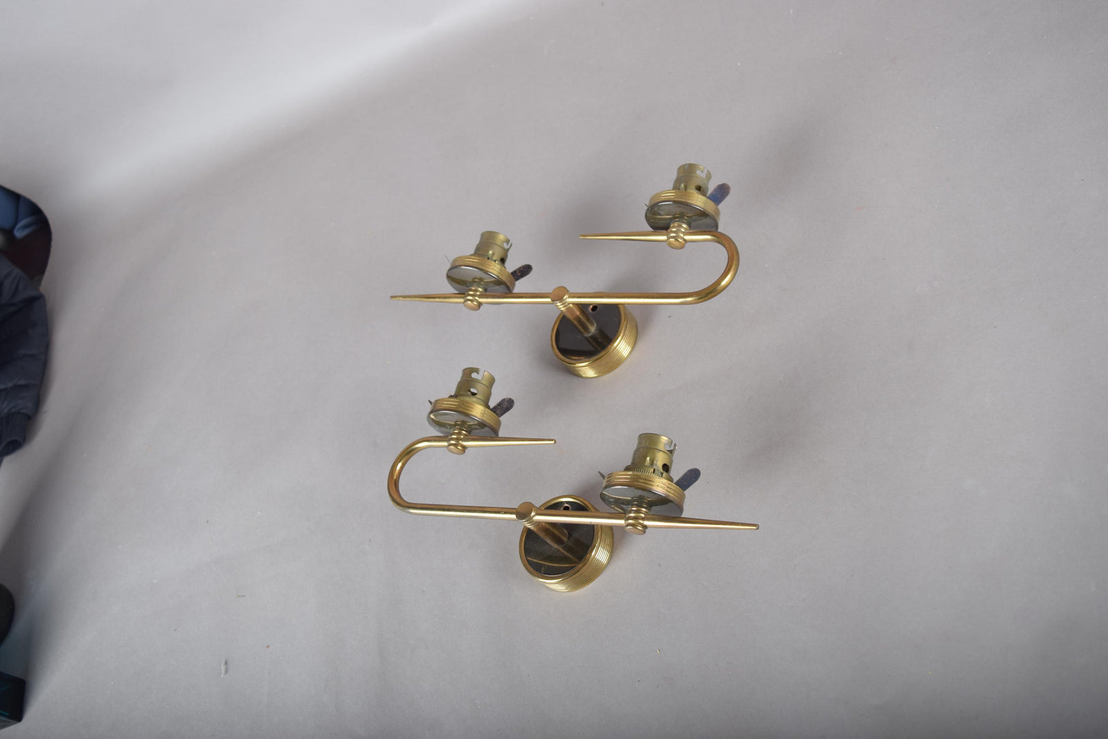 Pair of Vintage Brass Double-Arm Sconces, 1960s | Mid-Century Minimalist Wall Lights | Linear Modernist Fixtures