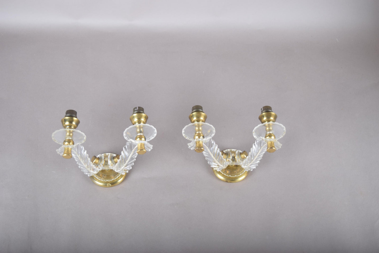 Vintage Acrylic and Brass Wall Sconces, Mid-Century Modern Hollywood Regency Style, Pair