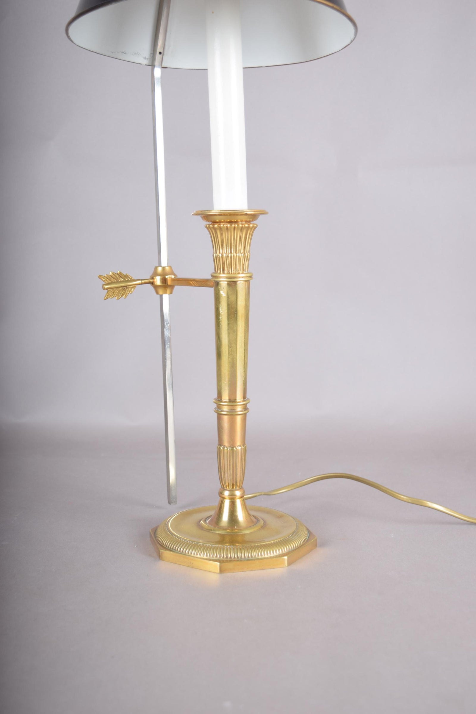 Vintage Brass Bouillotte Table Lamp, Adjustable Black Shade, French Style, 1950s