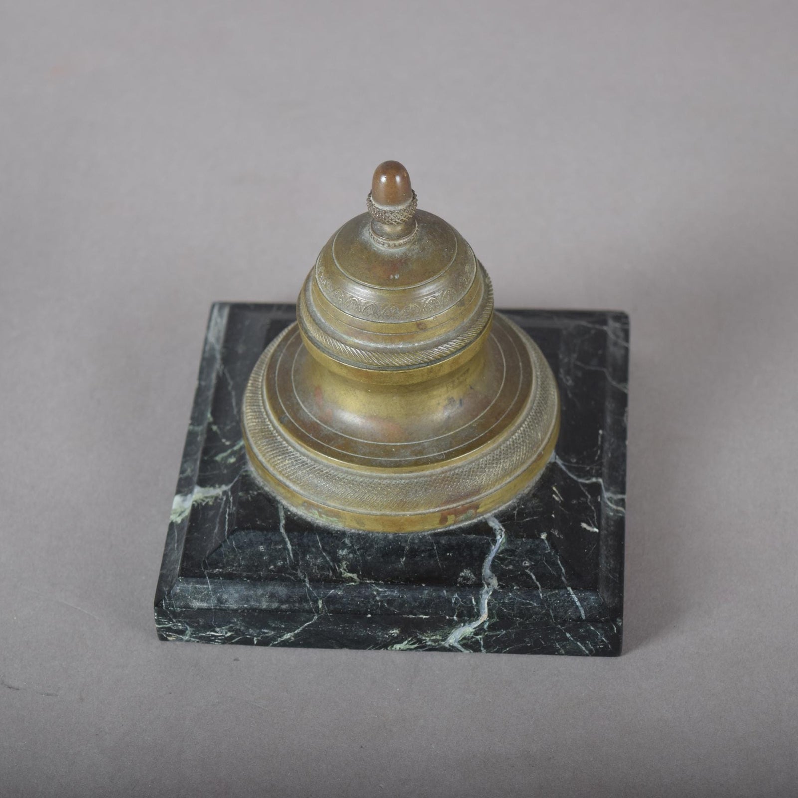 Antique Bronze Inkwell, 19th Century | French Style Marble Base | Hinged Desk Accessory, Writing Collectible