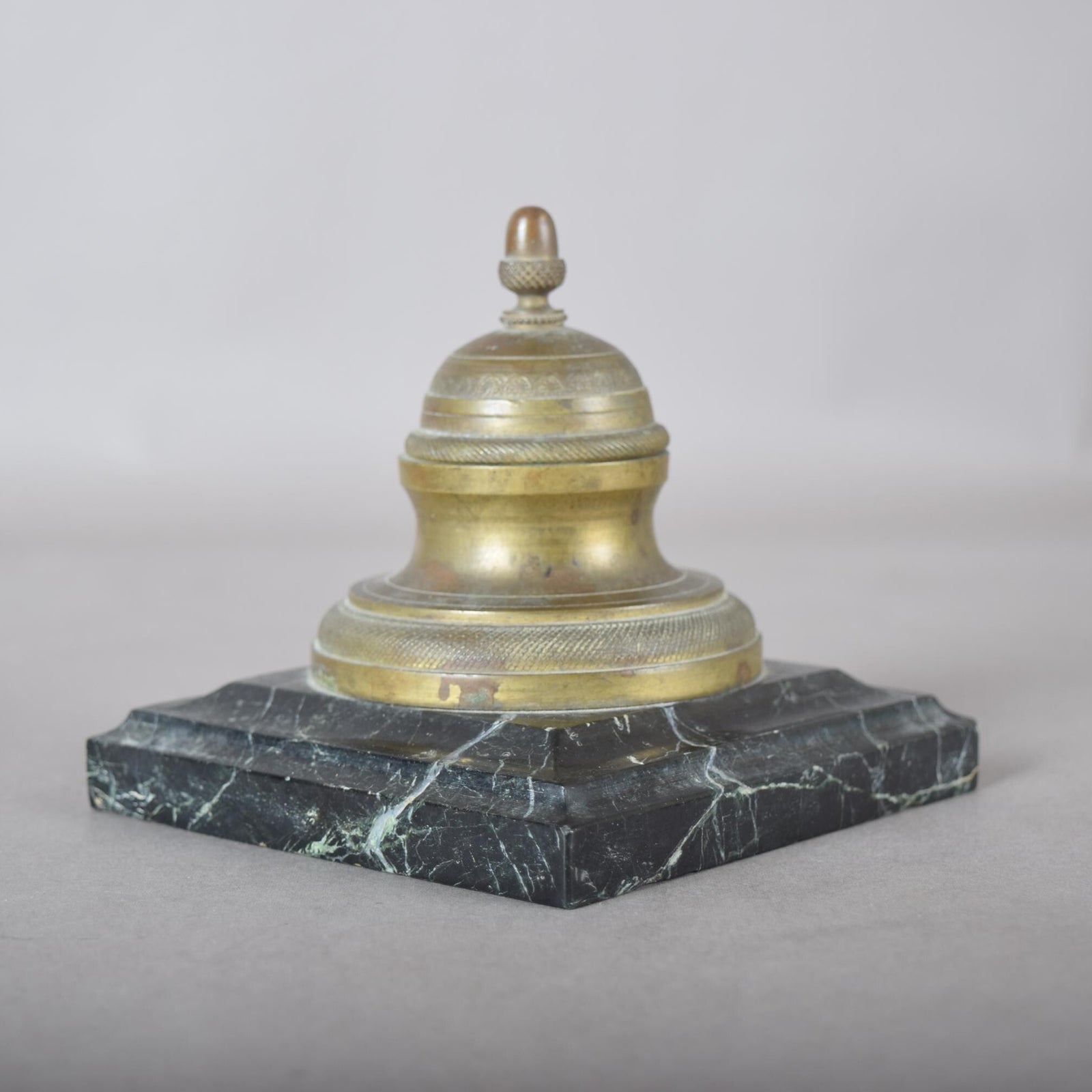 Antique Bronze Inkwell, 19th Century | French Style Marble Base | Hinged Desk Accessory, Writing Collectible