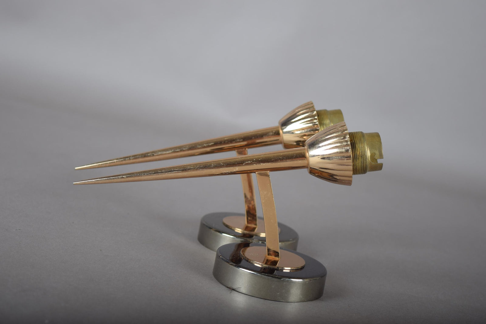 Vintage Brass Wall Sconce Pair, Pointed Cone Design — Mid-Century Modern, 1950s