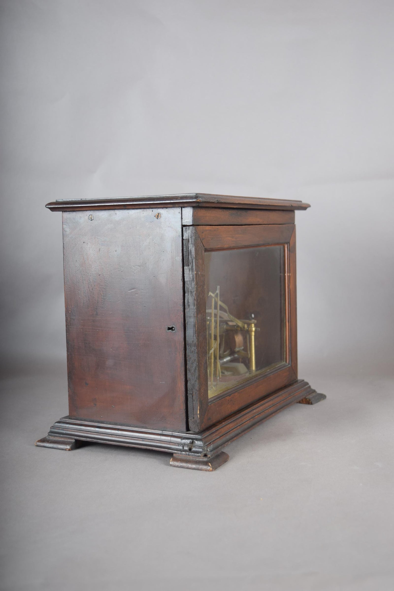 Antique Oak Barograph, Brass Mechanism with Chart Drum — English, 1930s