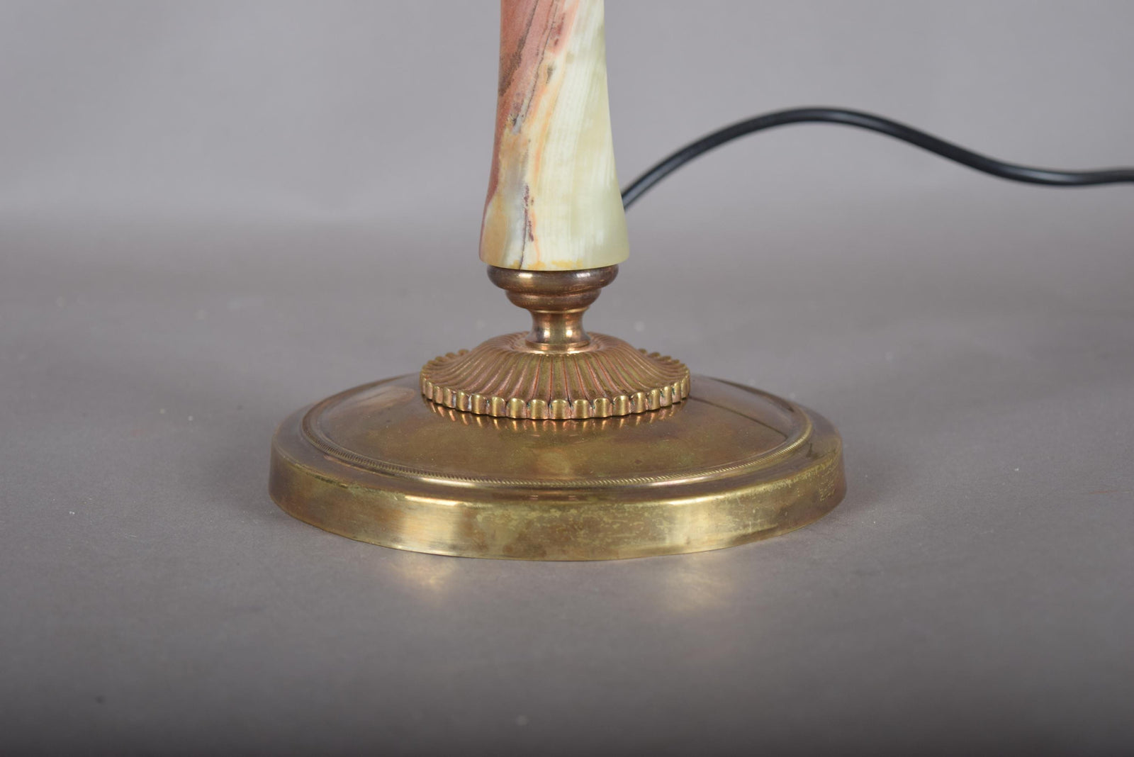 Vintage Onyx Stone Column Table Lamp | Brass Base & Accents | Statement Lighting | Circa 1950s