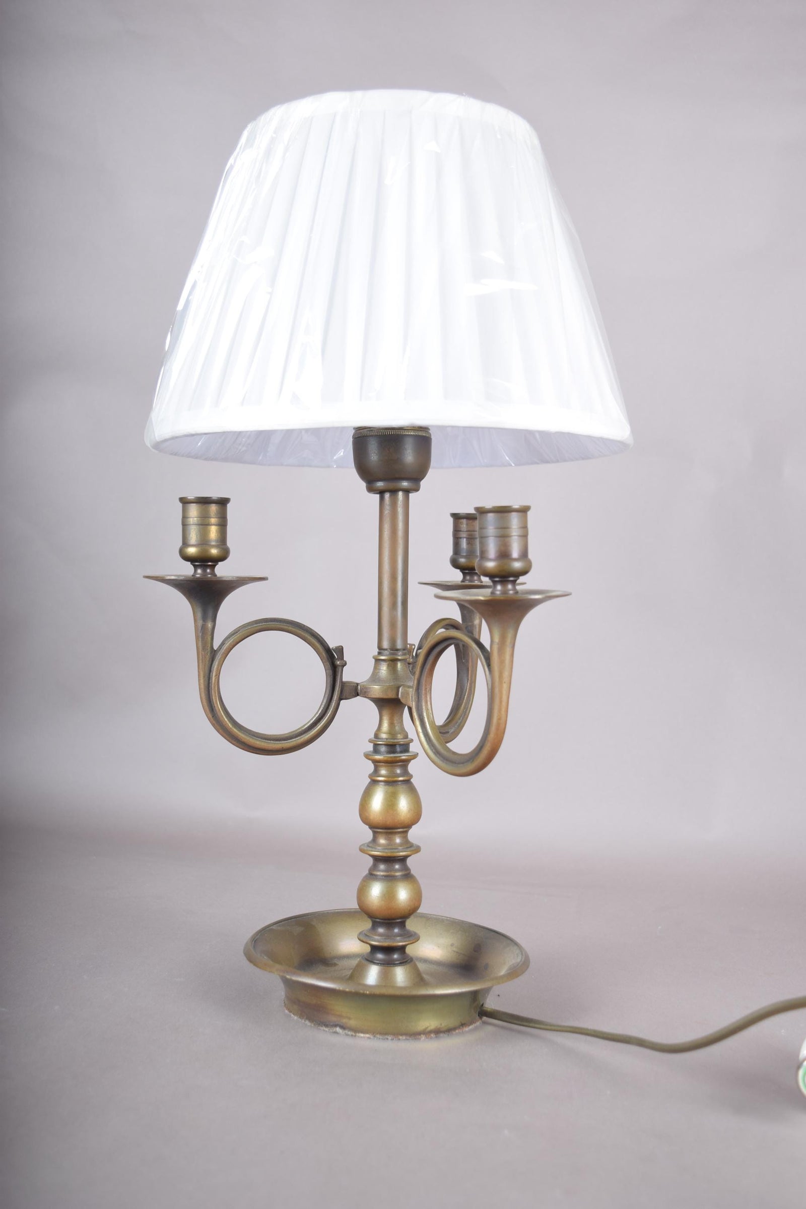 Vintage French Bouillotte Lamp, Bronze-Toned Candelabra, Hollywood Regency Style, 1950s