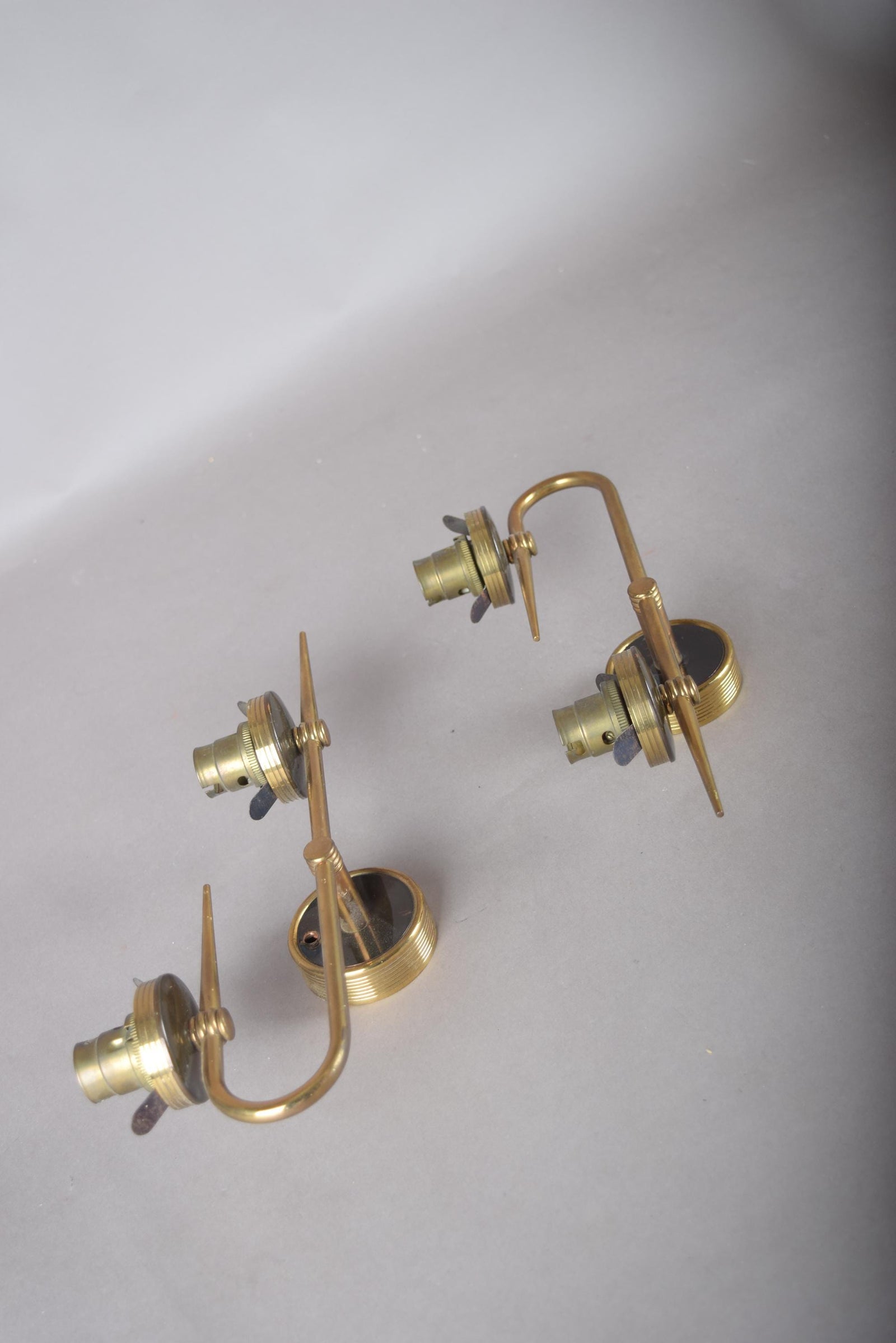 Pair of Vintage Brass Double-Arm Sconces, 1960s | Mid-Century Minimalist Wall Lights | Linear Modernist Fixtures