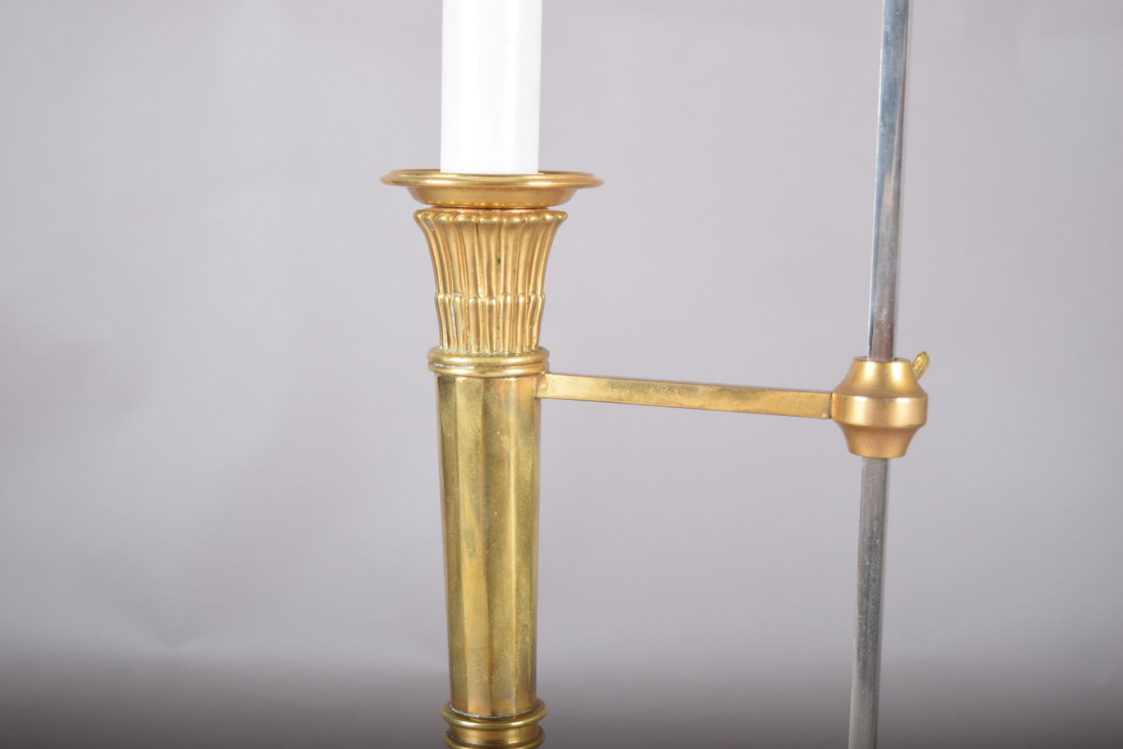 Vintage Brass Bouillotte Table Lamp, Adjustable Black Shade, French Style, 1950s