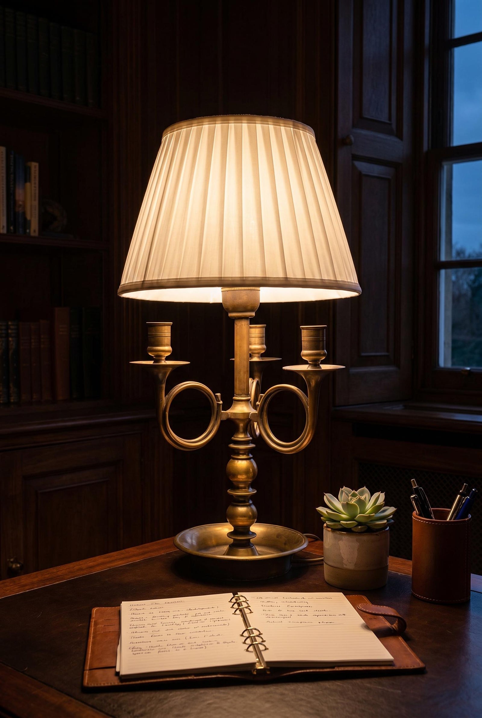 Vintage French Bouillotte Lamp, Bronze-Toned Candelabra, Hollywood Regency Style, 1950s