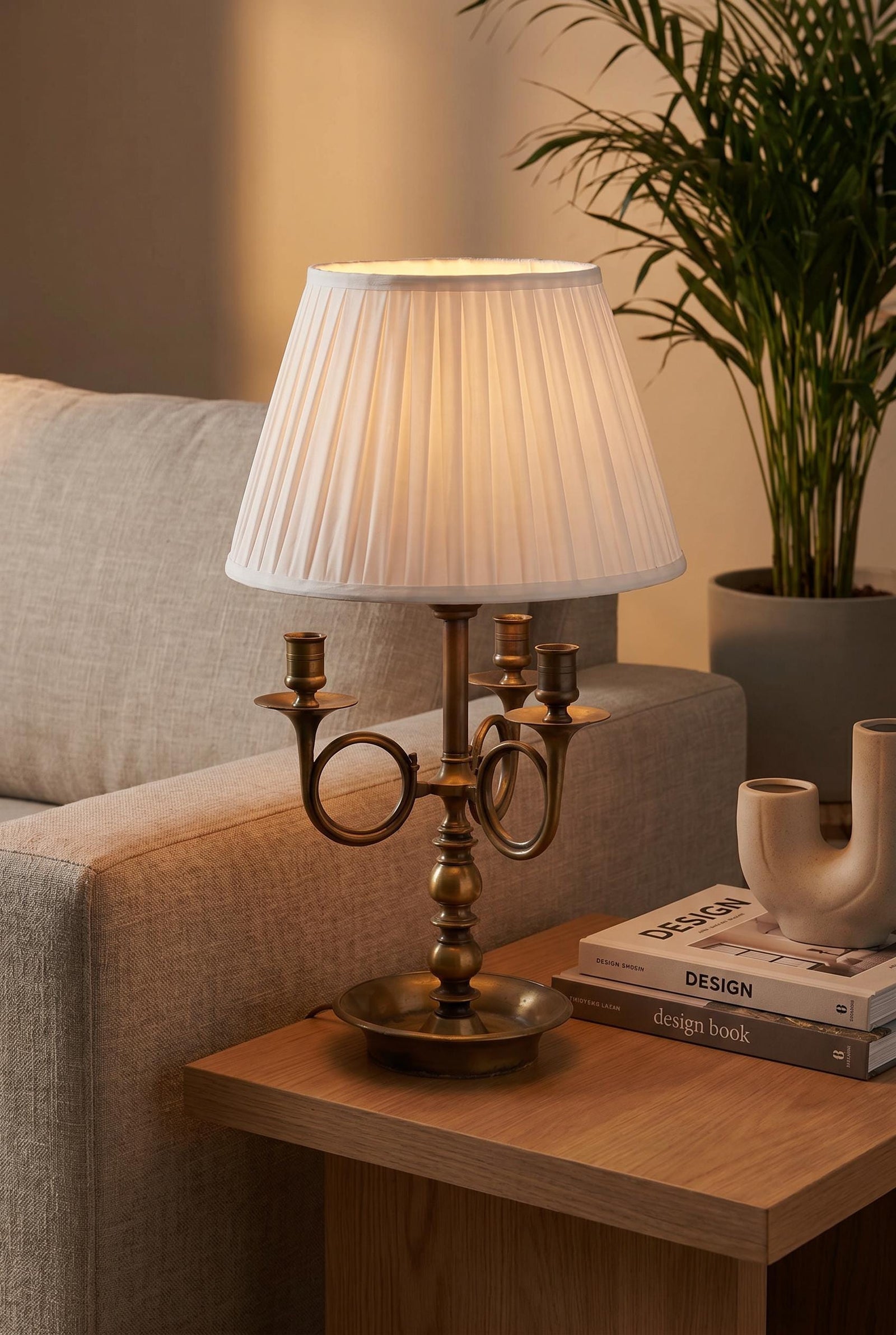 Vintage French Bouillotte Lamp, Bronze-Toned Candelabra, Hollywood Regency Style, 1950s