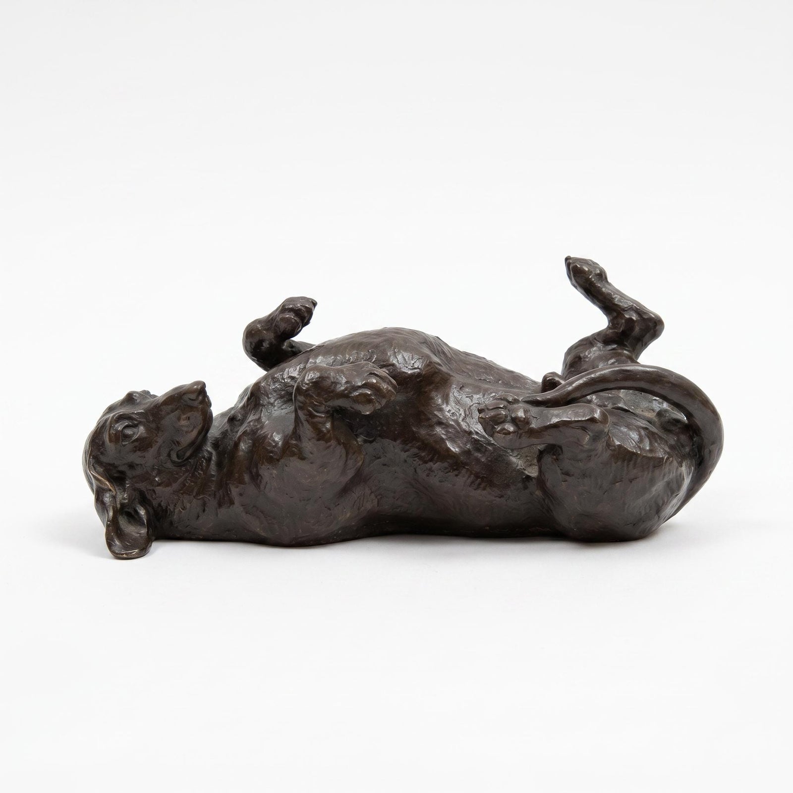 Doris Lindner "Rolling Dachshund" Sculpture, Signed Cast Resin with Bronze Patina