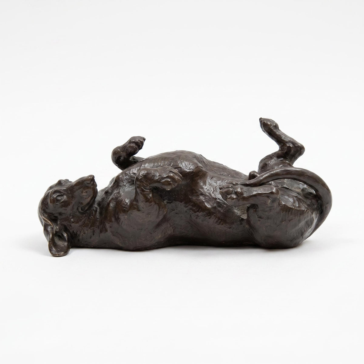 Doris Lindner "Rolling Dachshund" Sculpture, Signed Cast Resin with Bronze Patina