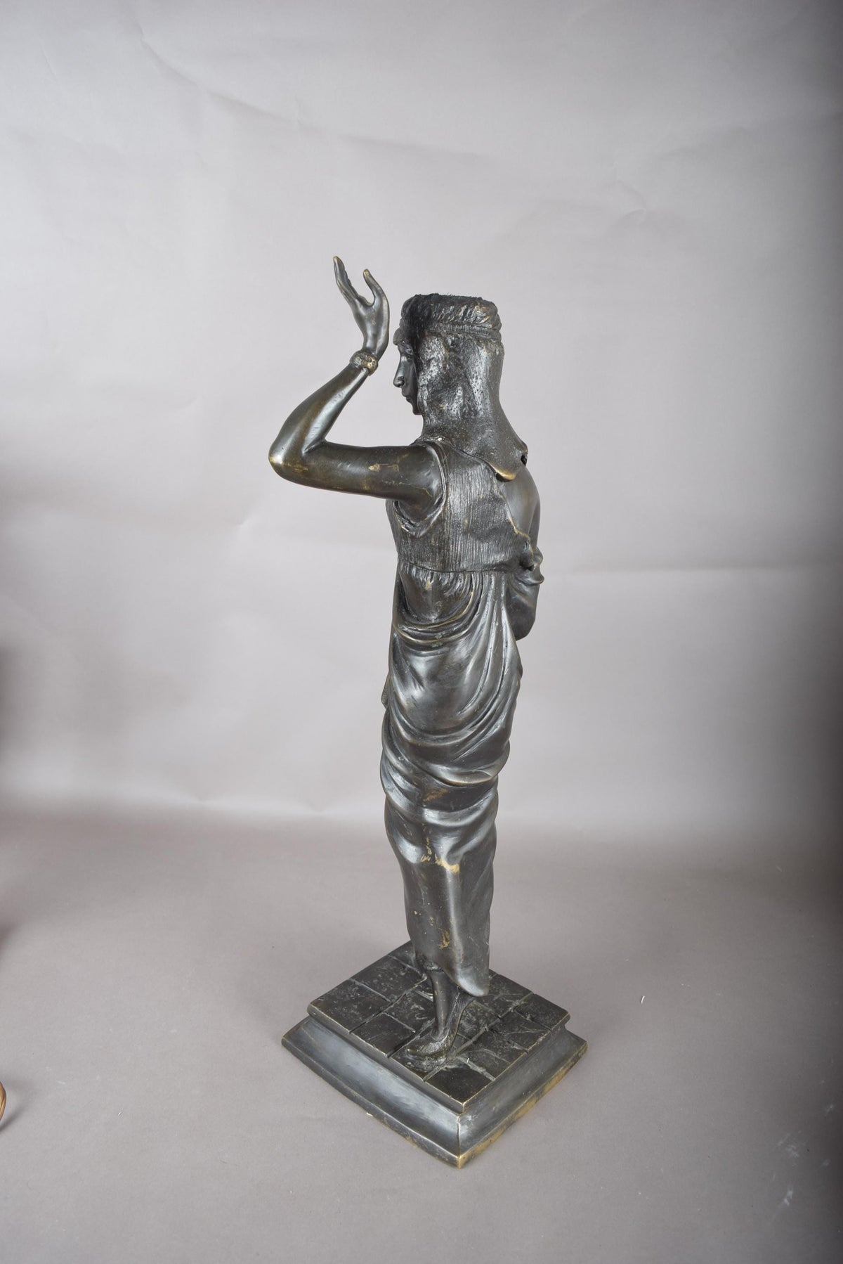Vintage Patinated Cast-Metal Sculpture, Egyptian-Style Female Figure
