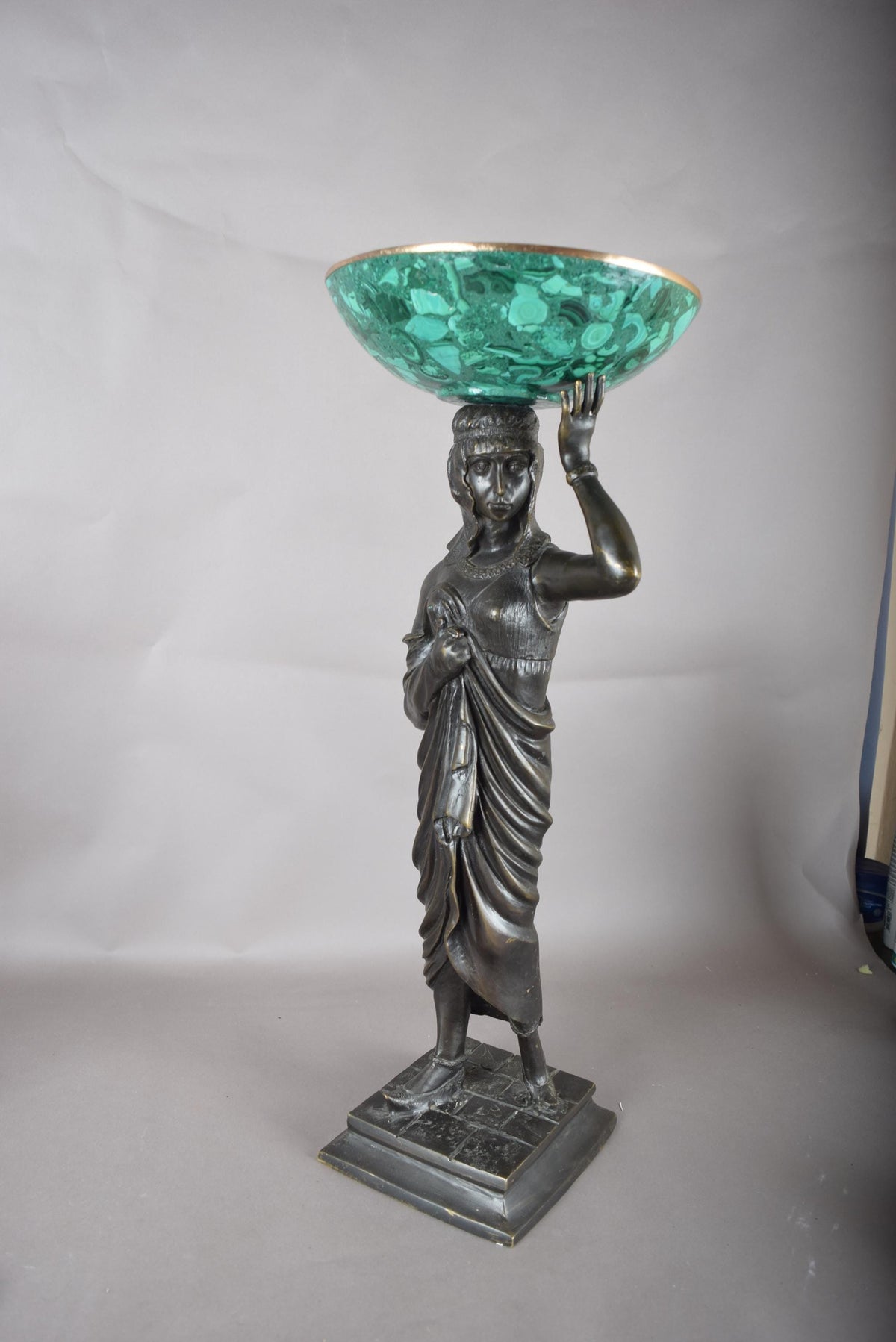 Vintage Patinated Cast-Metal Sculpture, Egyptian-Style Female Figure