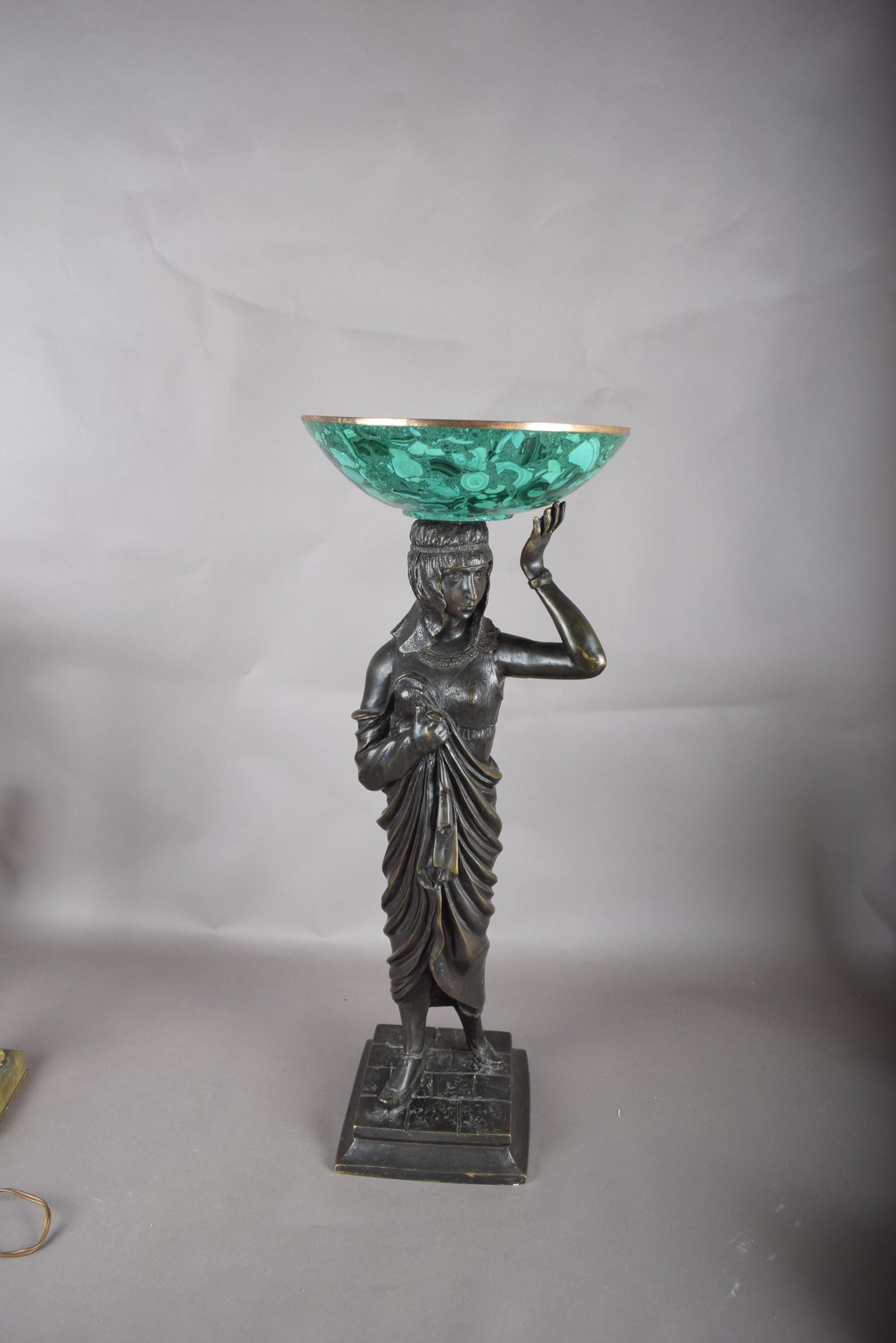 Large Patinated Bronze or Spelter Sculpture, Egyptian-Style Female Figure, 1920s